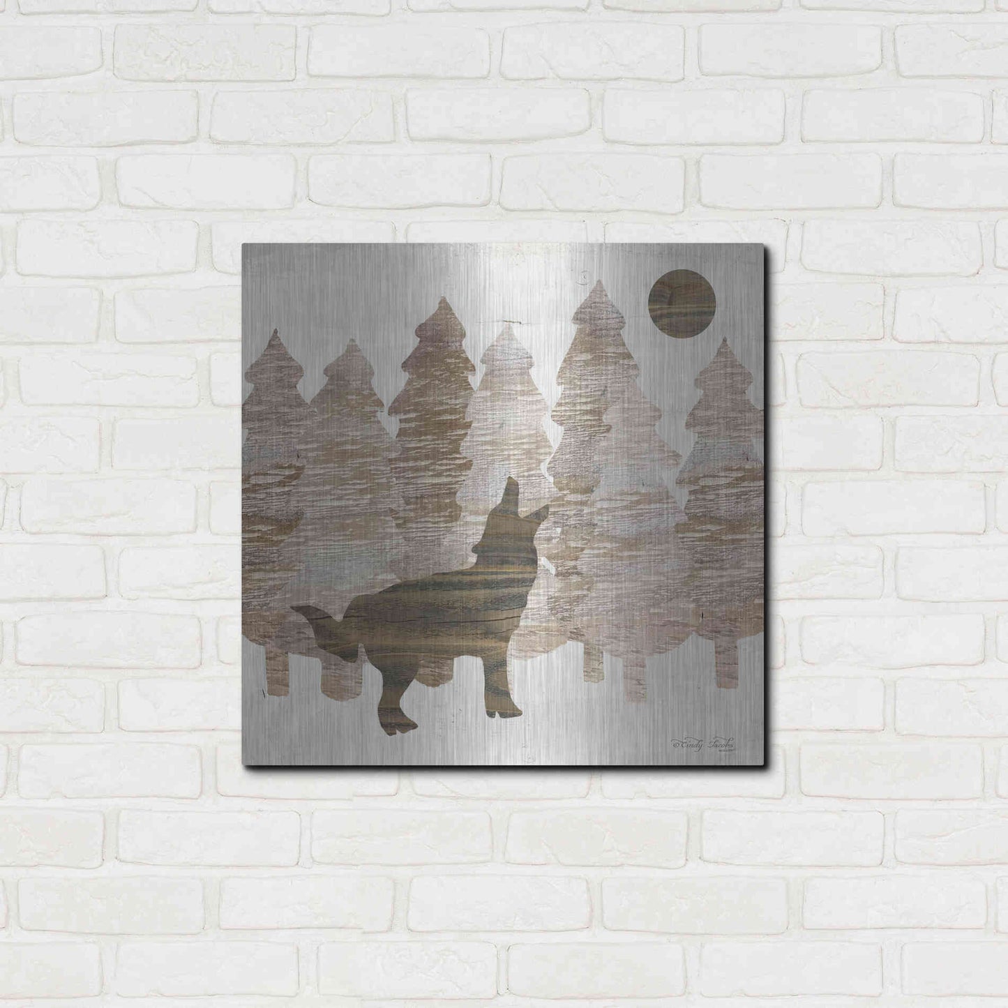 Luxe Metal Art 'Howl at the Moon I' by Cindy Jacobs, Metal Wall Art,24x24