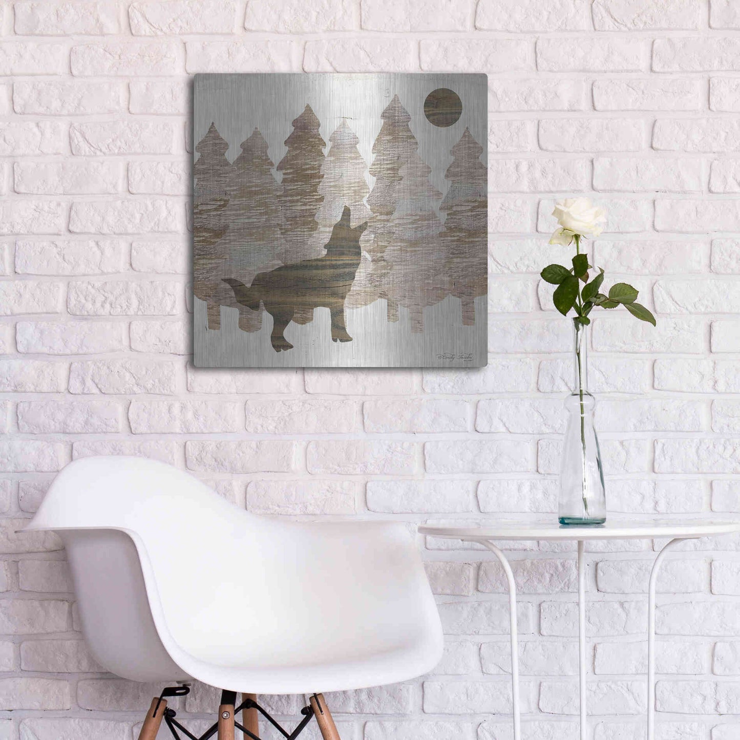 Luxe Metal Art 'Howl at the Moon I' by Cindy Jacobs, Metal Wall Art,24x24