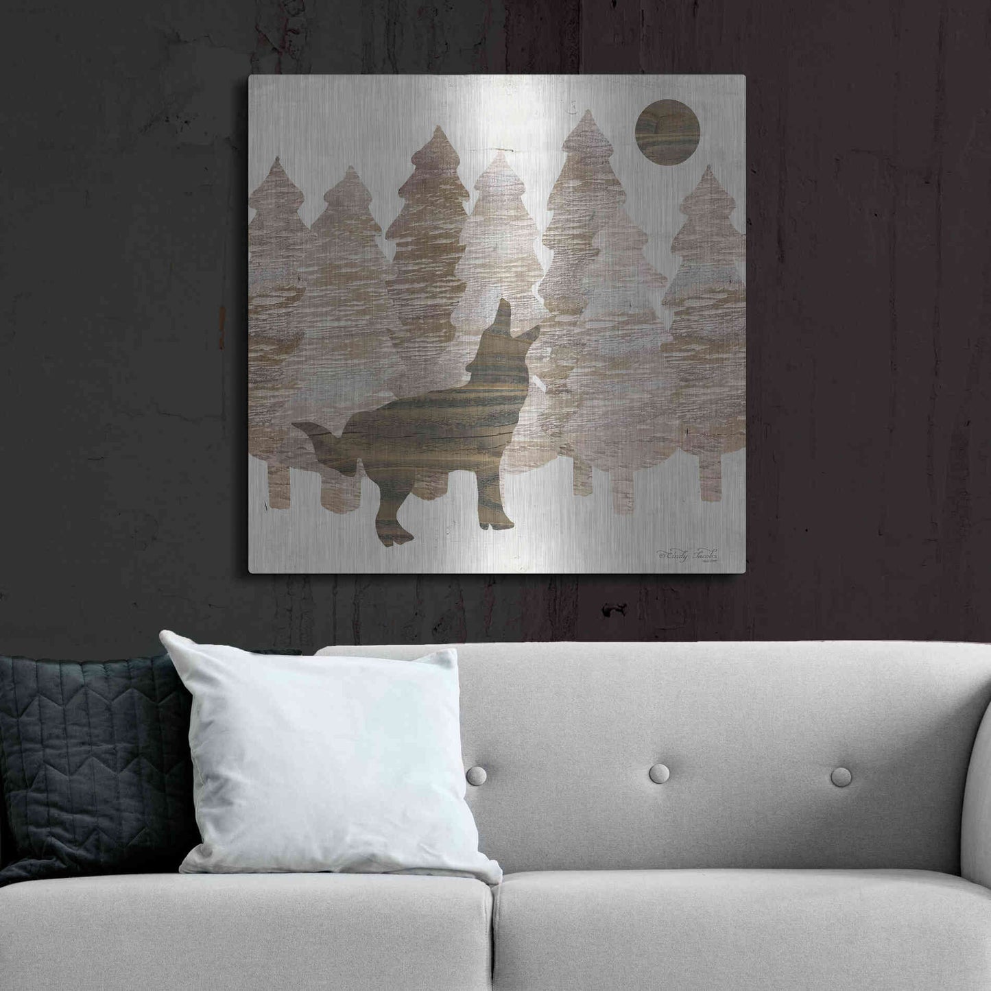 Luxe Metal Art 'Howl at the Moon I' by Cindy Jacobs, Metal Wall Art,36x36