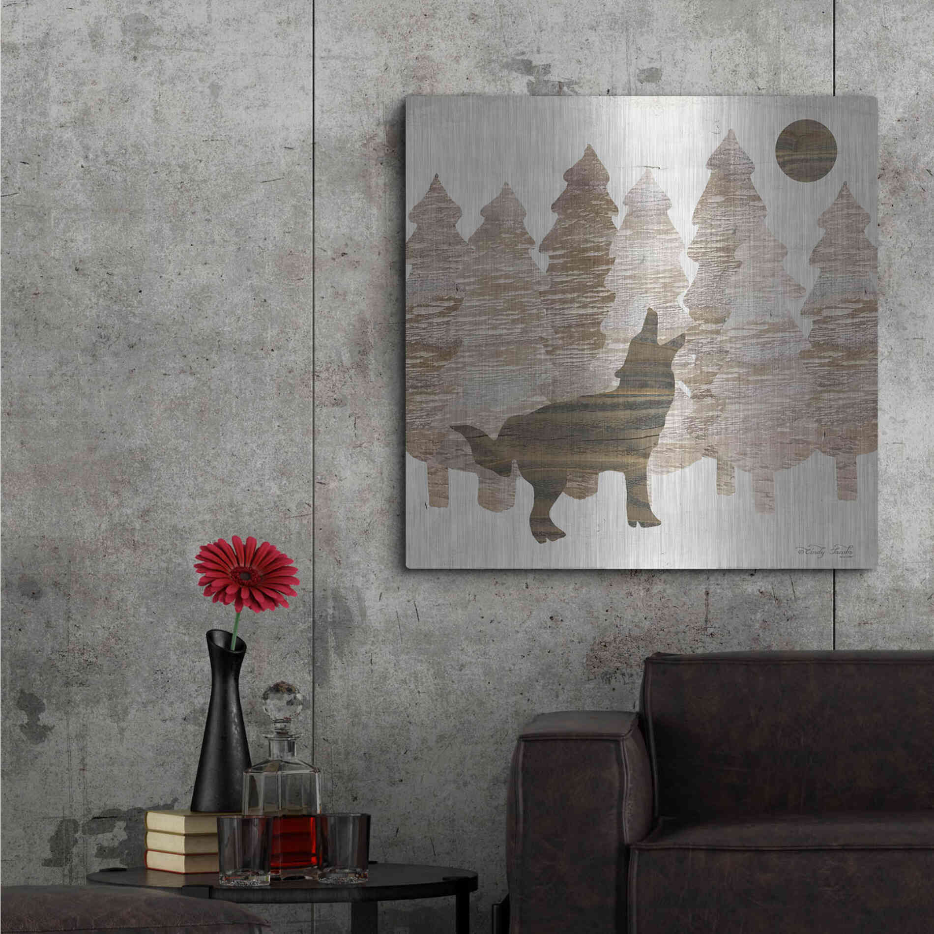 Luxe Metal Art 'Howl at the Moon I' by Cindy Jacobs, Metal Wall Art,36x36