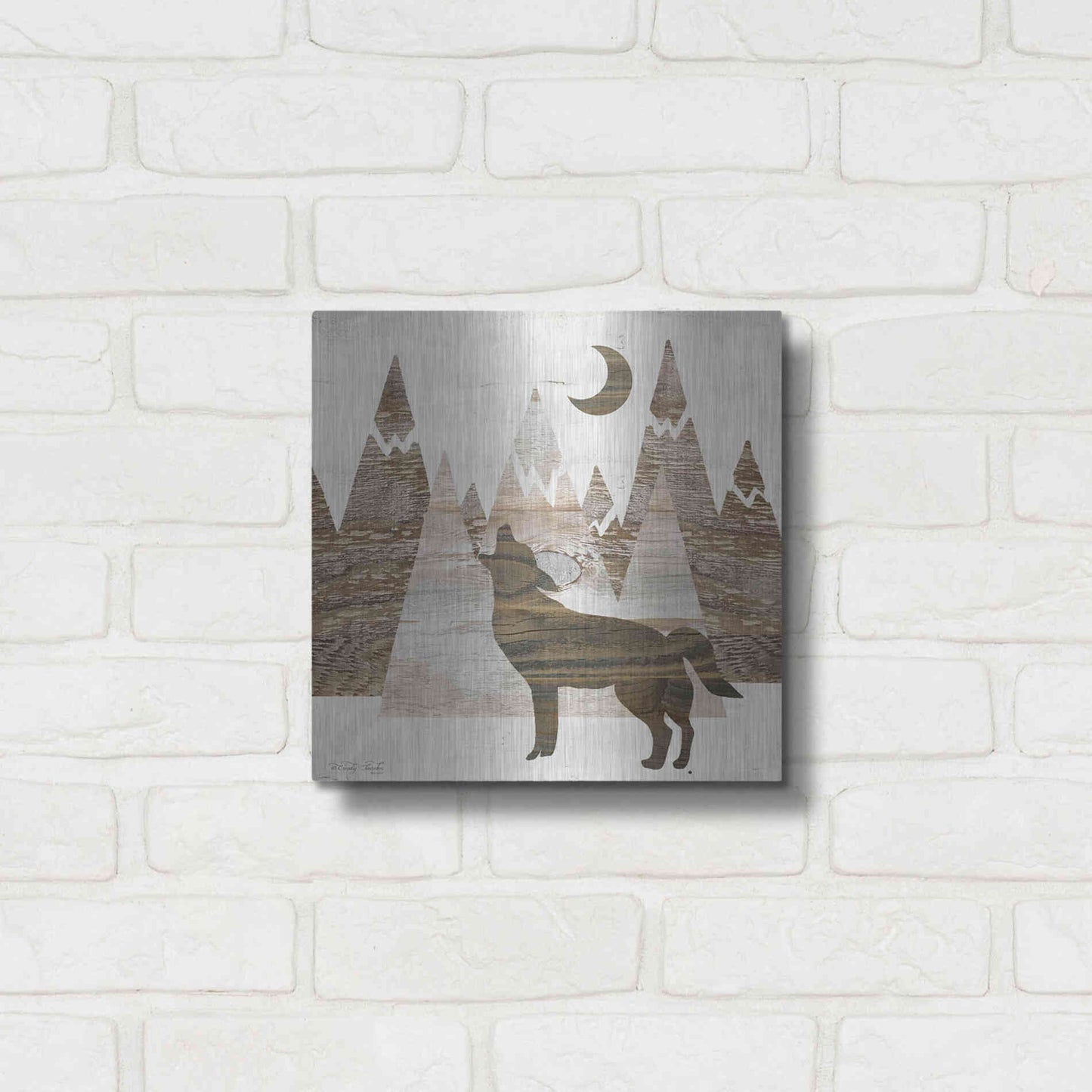 Luxe Metal Art 'Howl at the Moon II' by Cindy Jacobs, Metal Wall Art,12x12