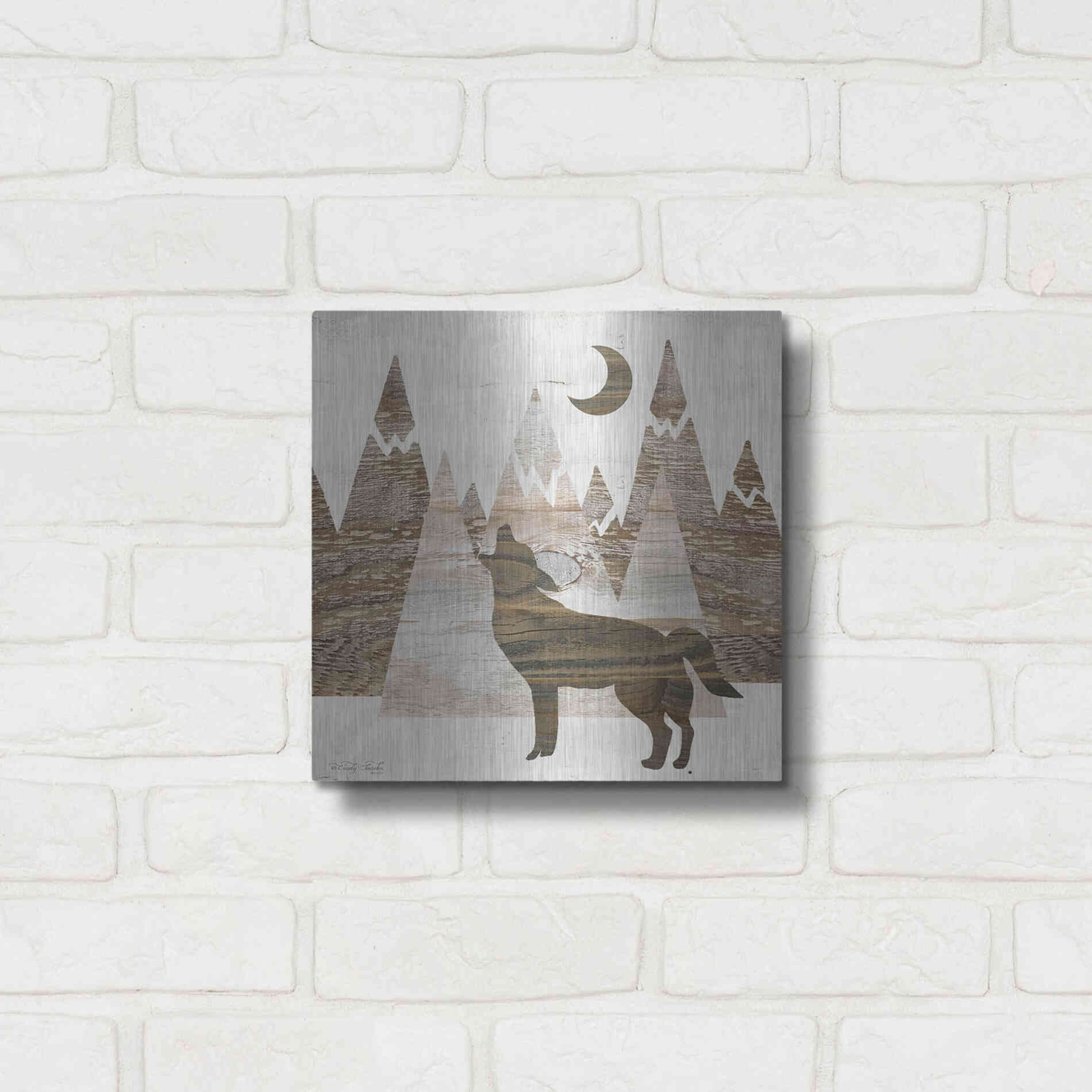 Luxe Metal Art 'Howl at the Moon II' by Cindy Jacobs, Metal Wall Art,12x12