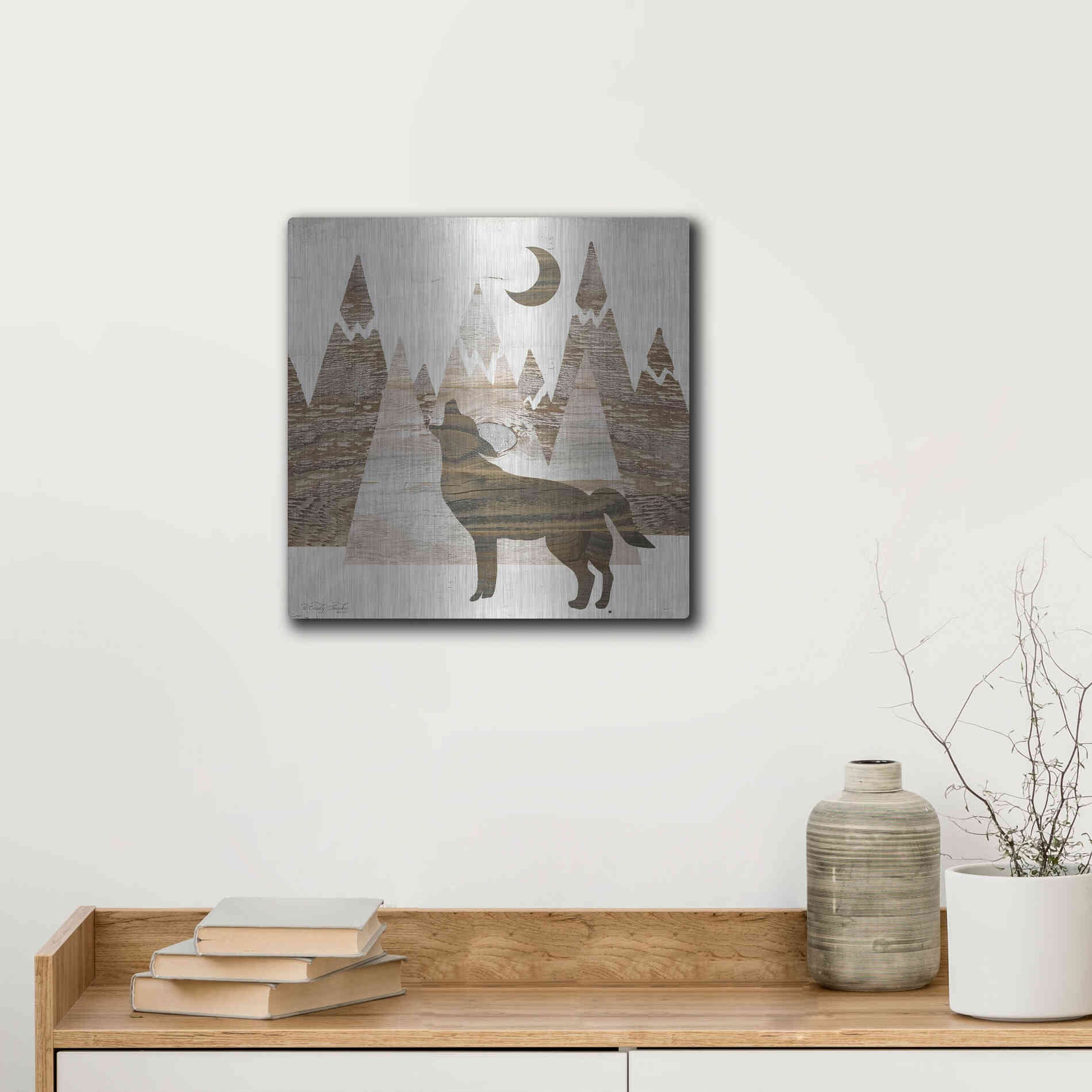 Luxe Metal Art 'Howl at the Moon II' by Cindy Jacobs, Metal Wall Art,12x12
