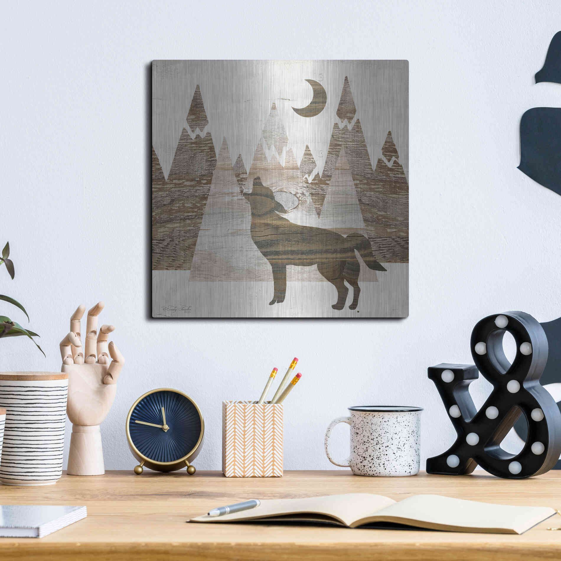Luxe Metal Art 'Howl at the Moon II' by Cindy Jacobs, Metal Wall Art,12x12