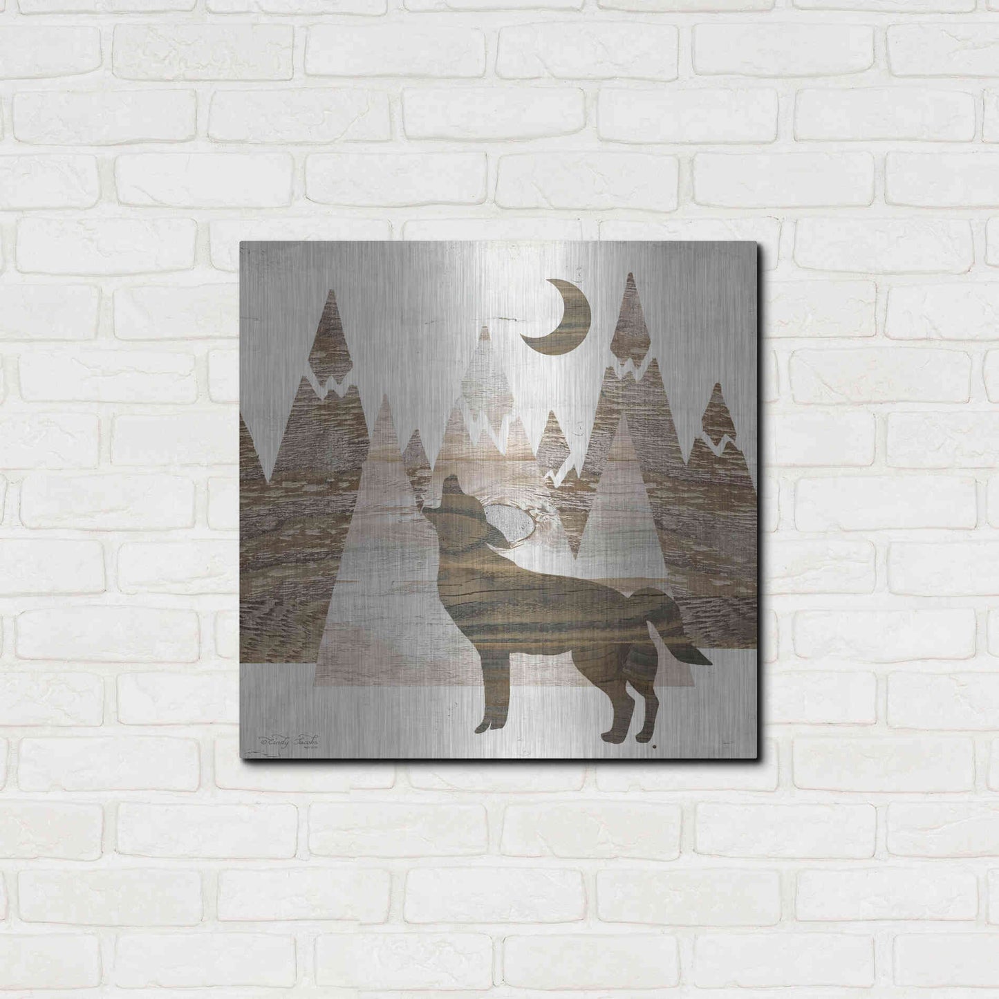 Luxe Metal Art 'Howl at the Moon II' by Cindy Jacobs, Metal Wall Art,24x24