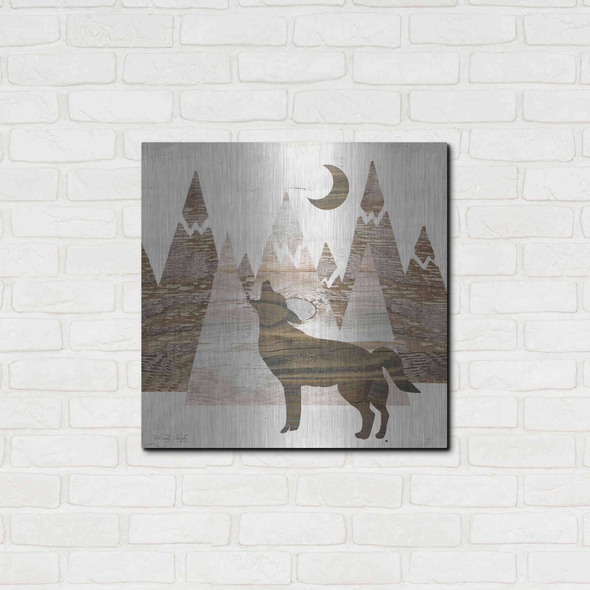Luxe Metal Art 'Howl at the Moon II' by Cindy Jacobs, Metal Wall Art,24x24