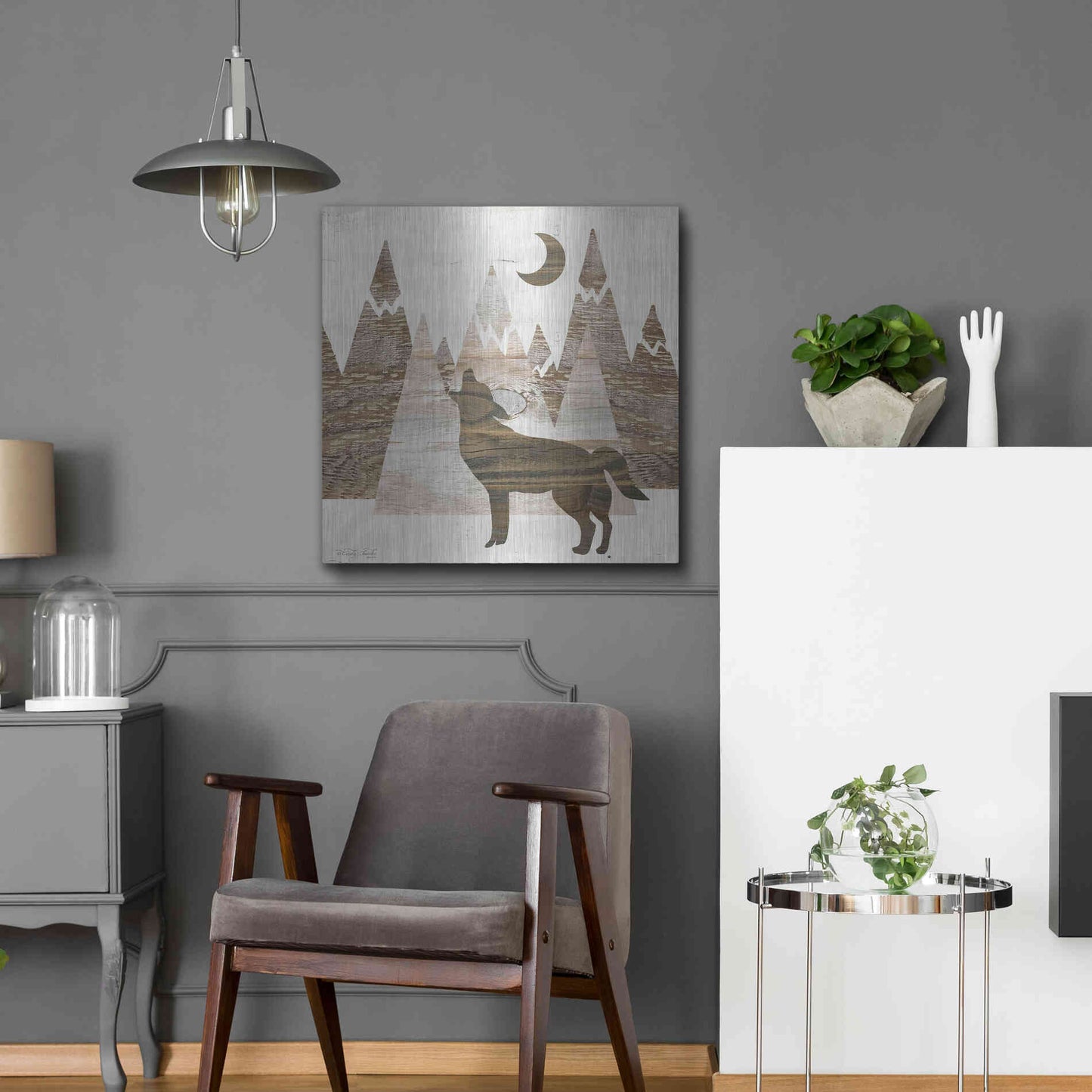 Luxe Metal Art 'Howl at the Moon II' by Cindy Jacobs, Metal Wall Art,24x24