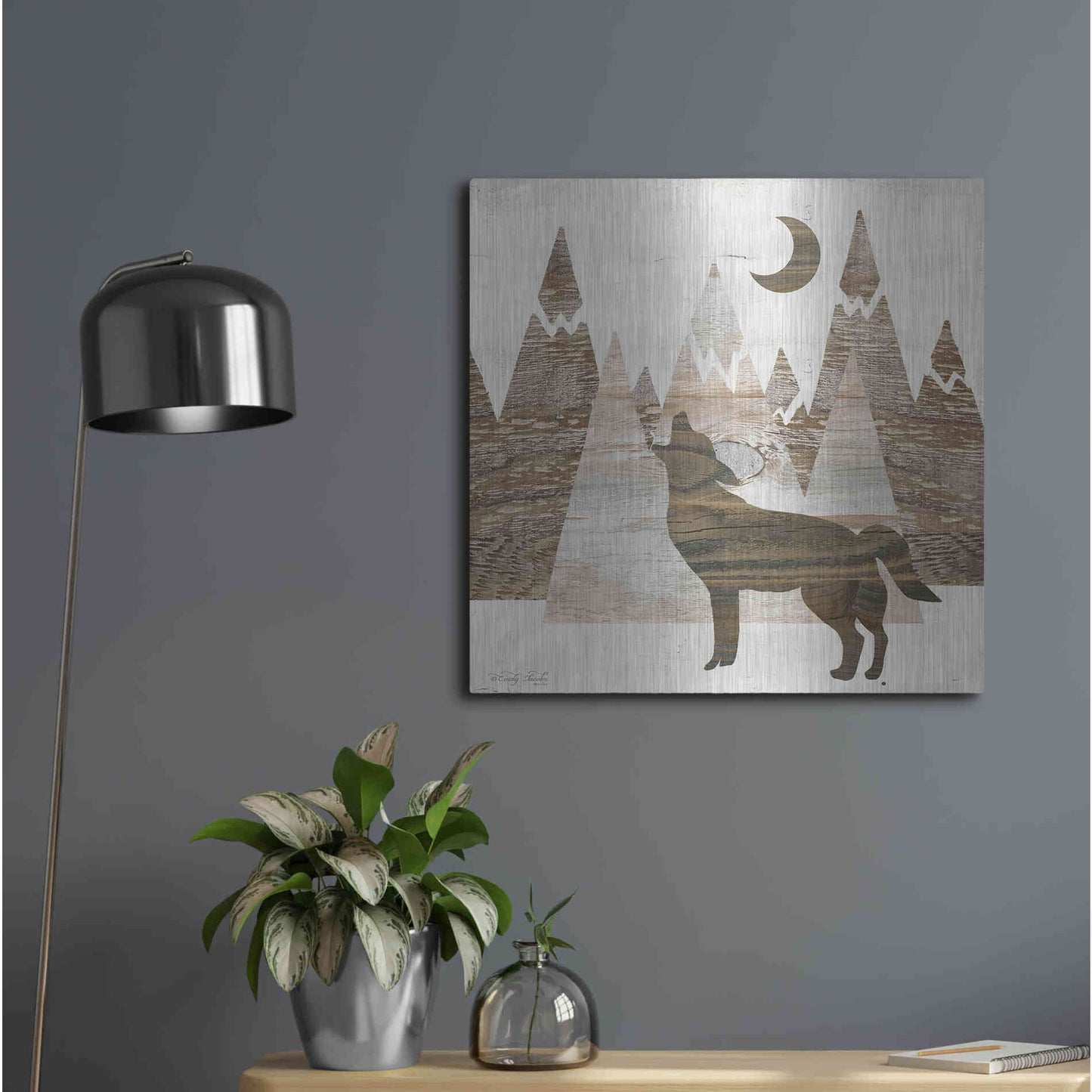 Luxe Metal Art 'Howl at the Moon II' by Cindy Jacobs, Metal Wall Art,24x24