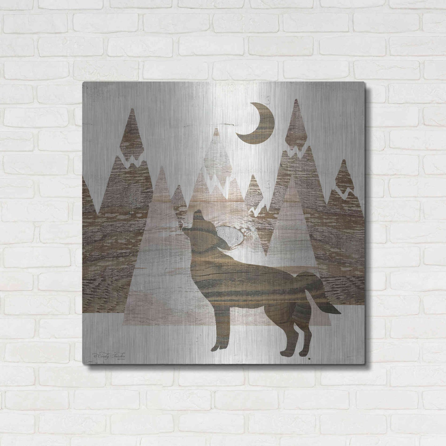 Luxe Metal Art 'Howl at the Moon II' by Cindy Jacobs, Metal Wall Art,36x36