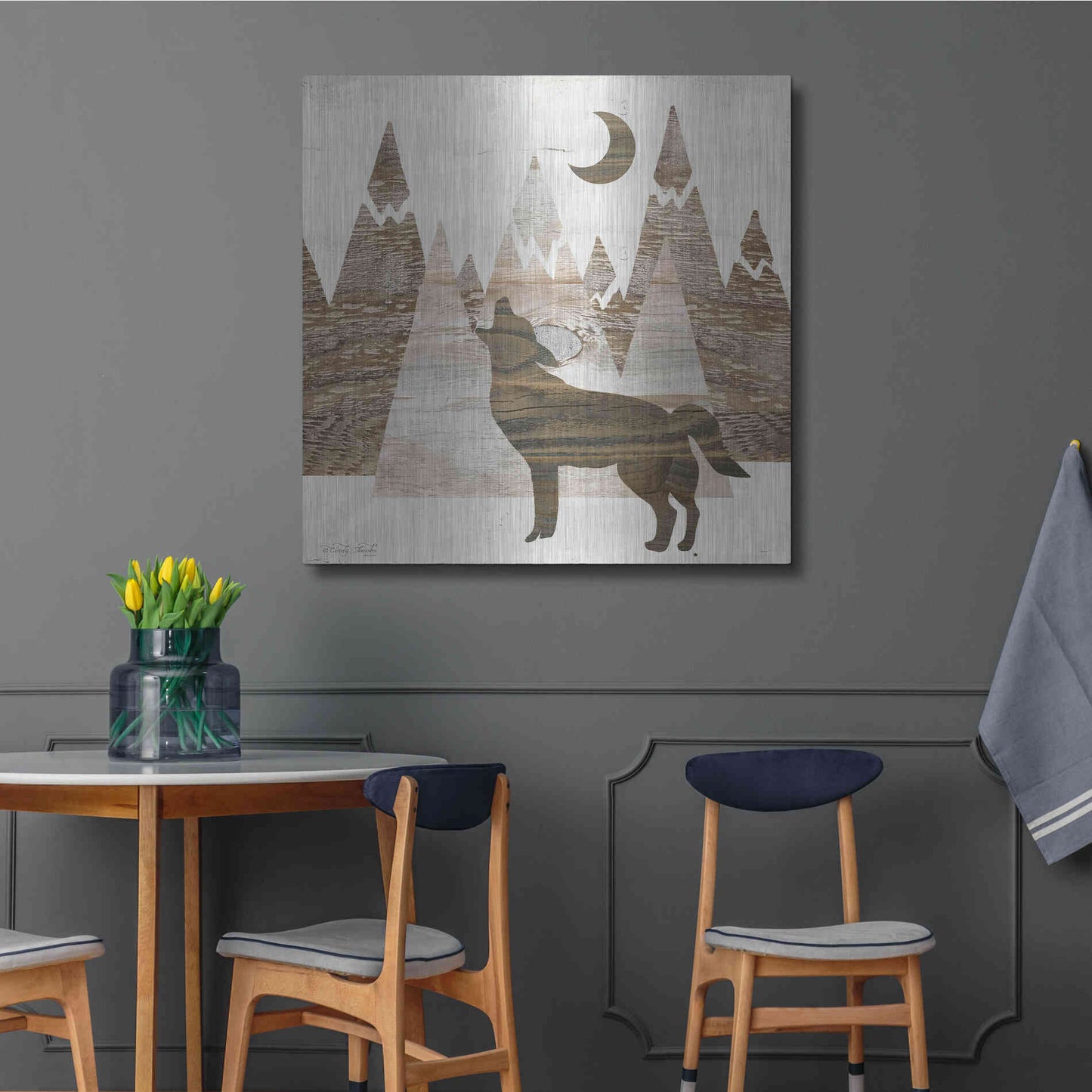 Luxe Metal Art 'Howl at the Moon II' by Cindy Jacobs, Metal Wall Art,36x36