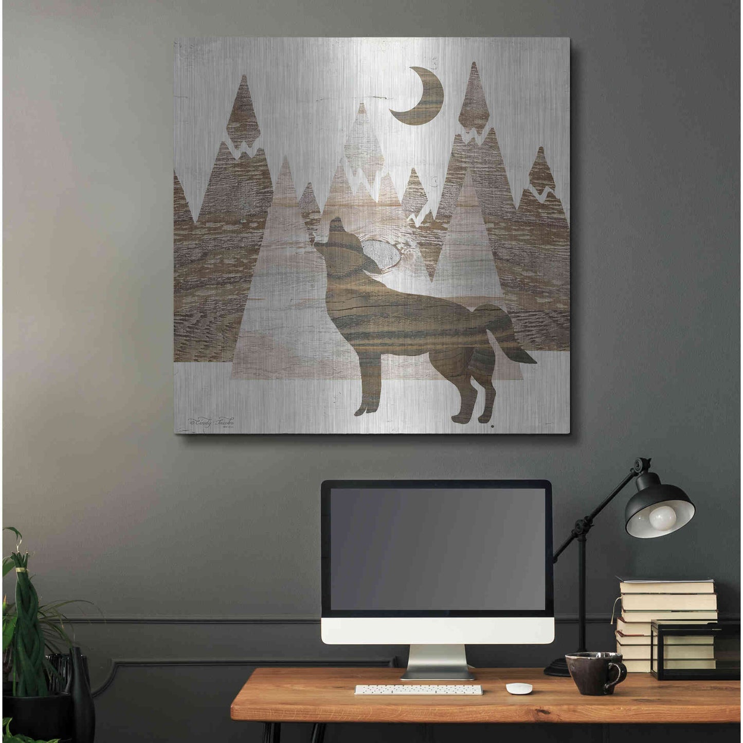 Luxe Metal Art 'Howl at the Moon II' by Cindy Jacobs, Metal Wall Art,36x36
