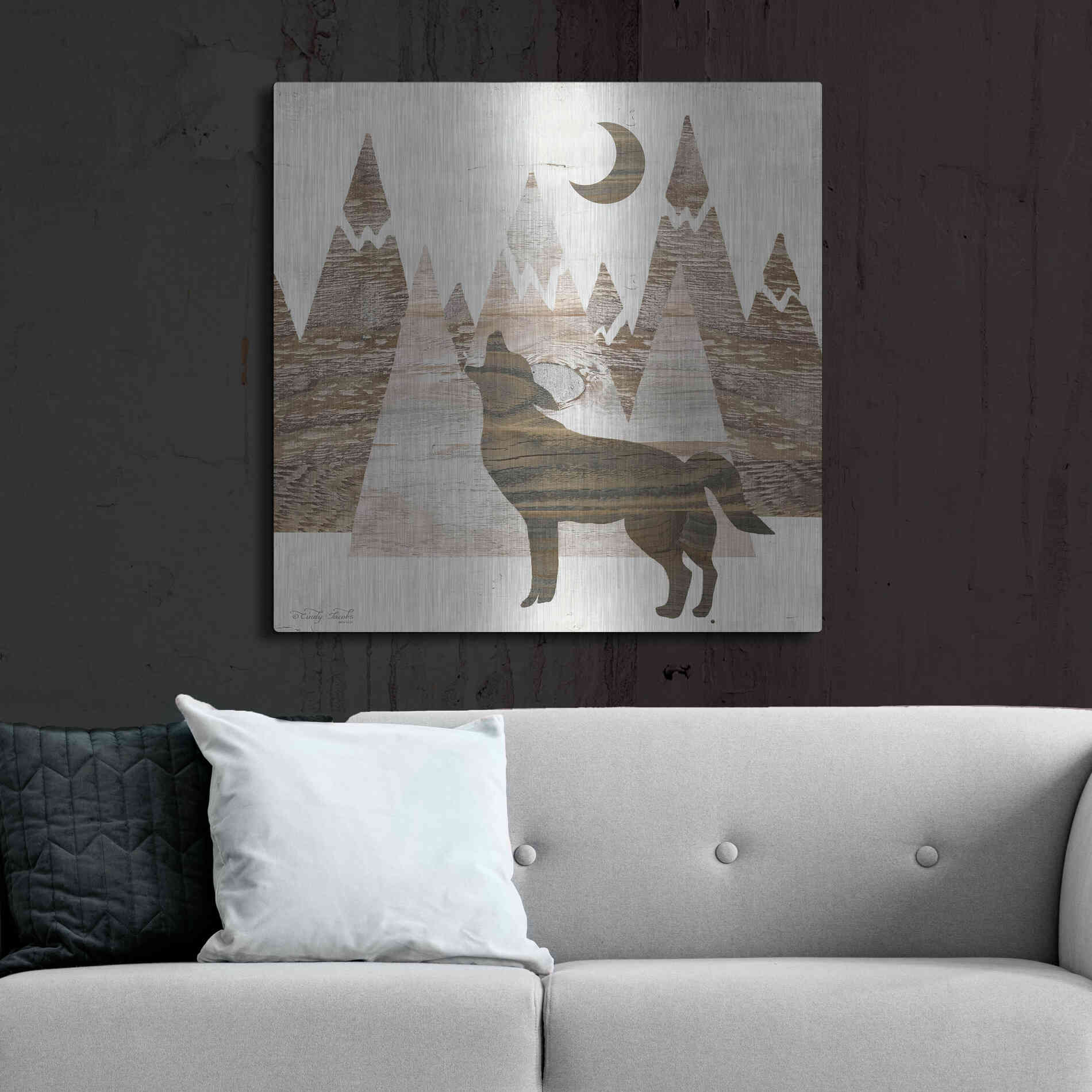 Luxe Metal Art 'Howl at the Moon II' by Cindy Jacobs, Metal Wall Art,36x36