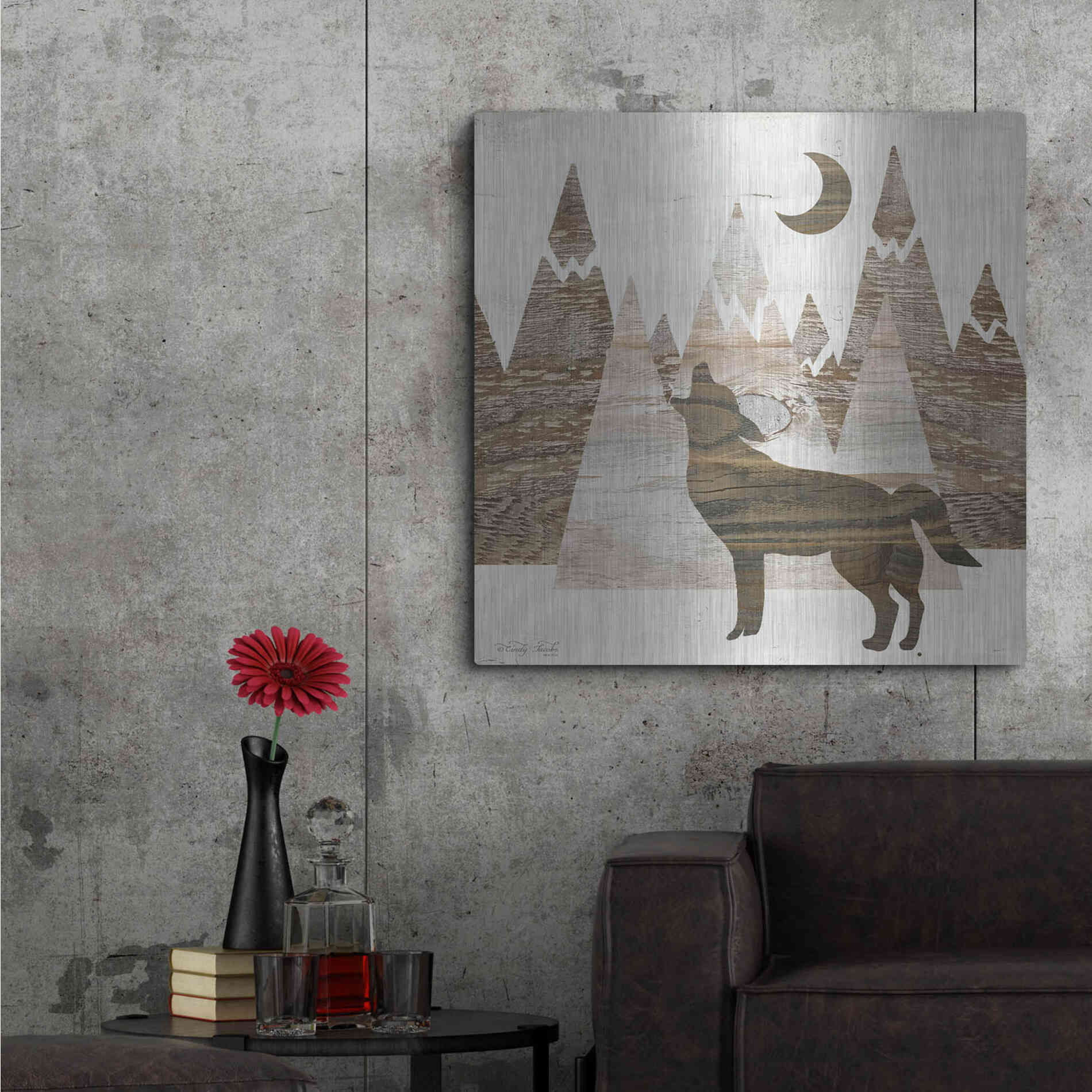 Luxe Metal Art 'Howl at the Moon II' by Cindy Jacobs, Metal Wall Art,36x36