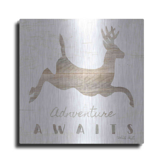 Luxe Metal Art 'Adventure Awaits Deer' by Cindy Jacobs, Metal Wall Art