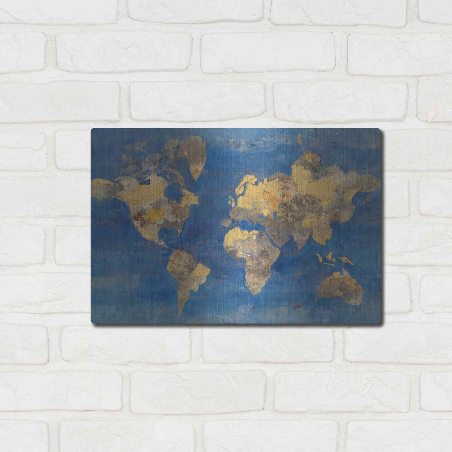 Luxe Metal Art 'Blue World' by Albena Hristova, Metal Wall Art,16x12