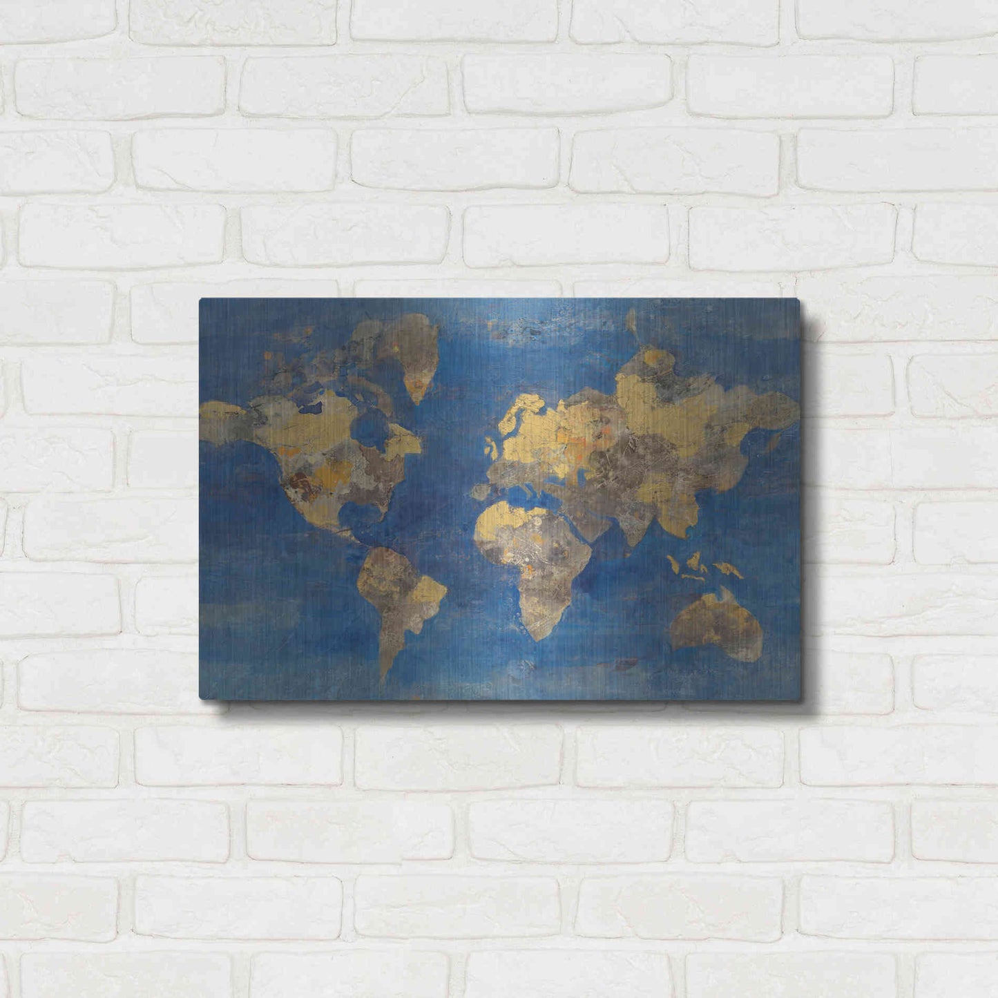 Luxe Metal Art 'Blue World' by Albena Hristova, Metal Wall Art,24x16