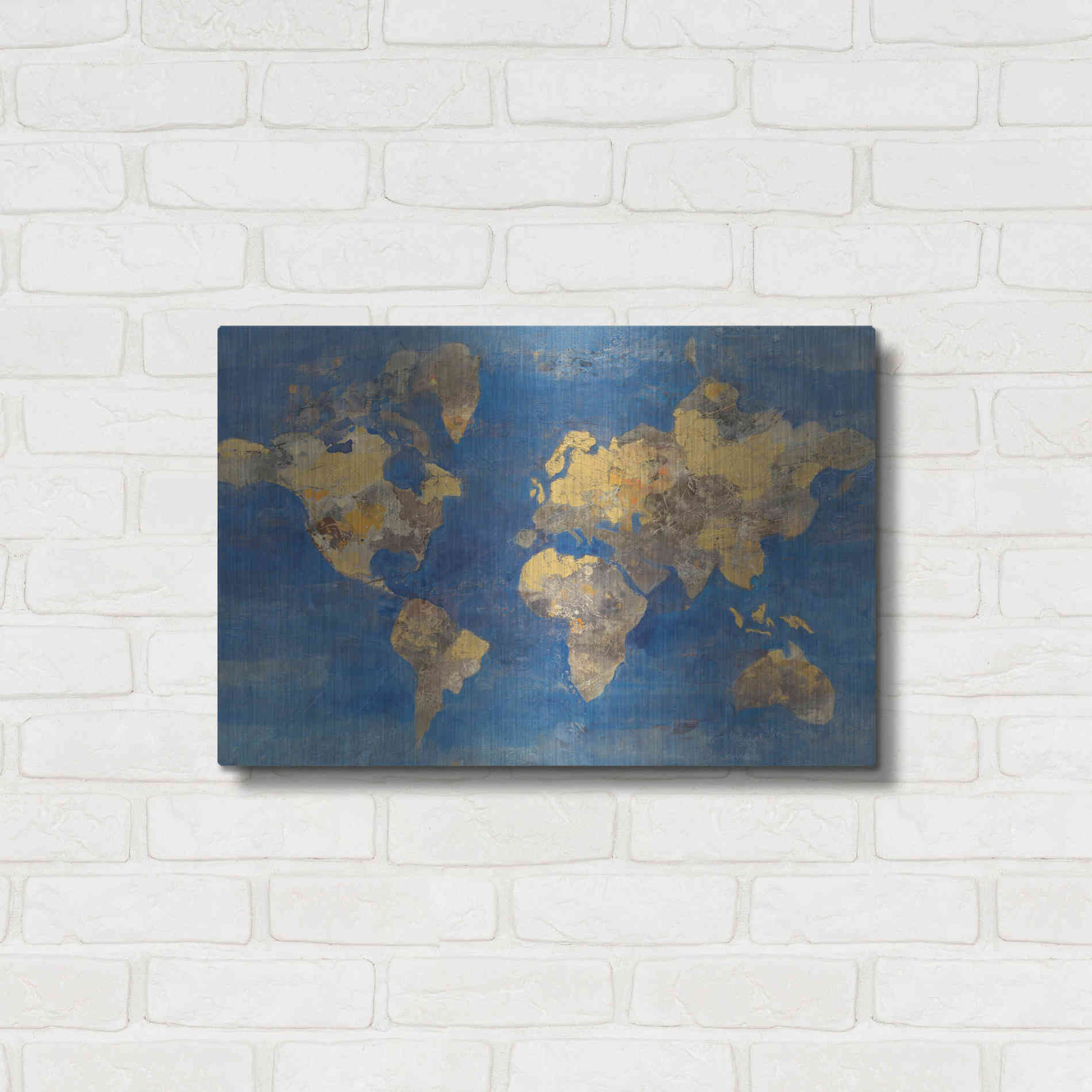 Luxe Metal Art 'Blue World' by Albena Hristova, Metal Wall Art,24x16