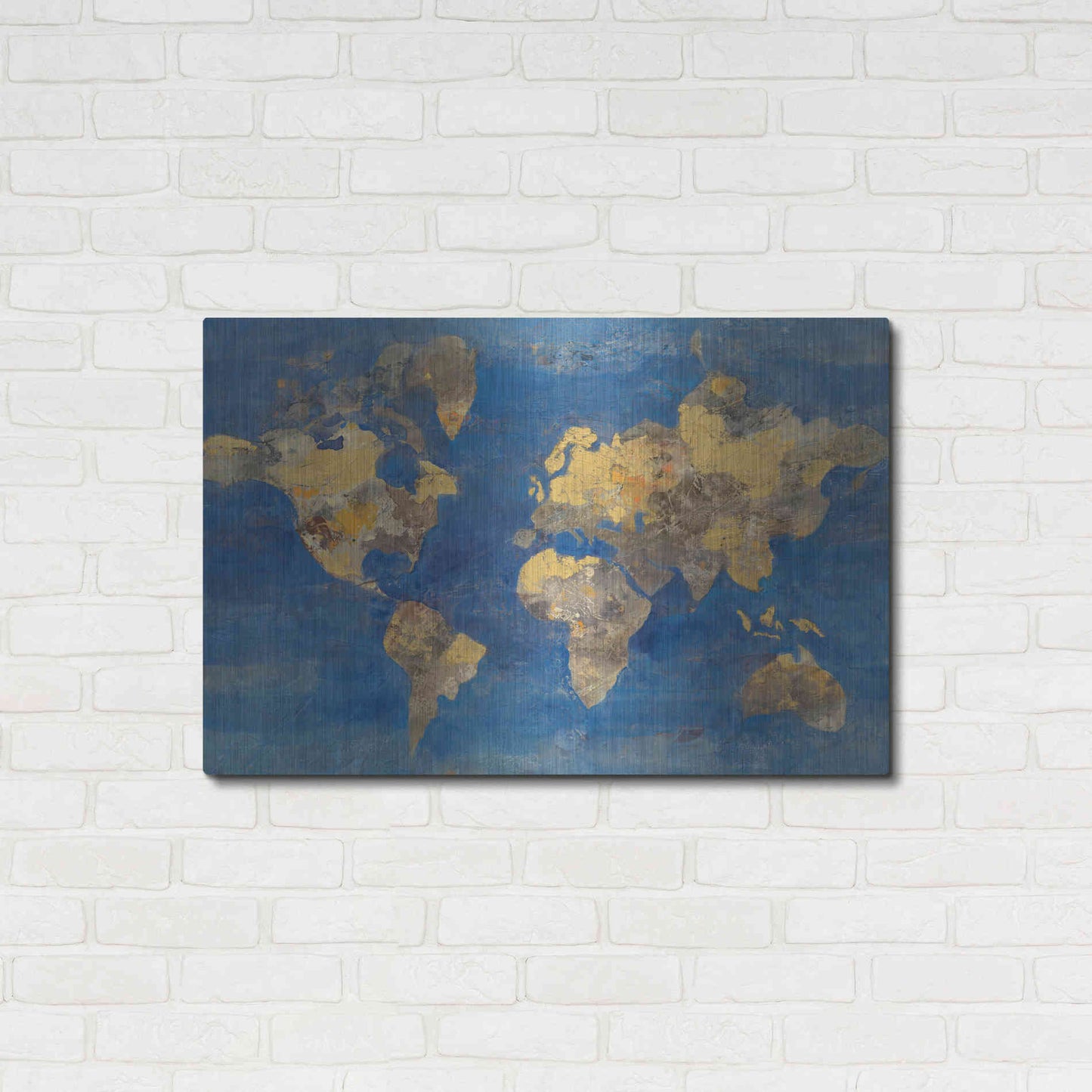 Luxe Metal Art 'Blue World' by Albena Hristova, Metal Wall Art,36x24