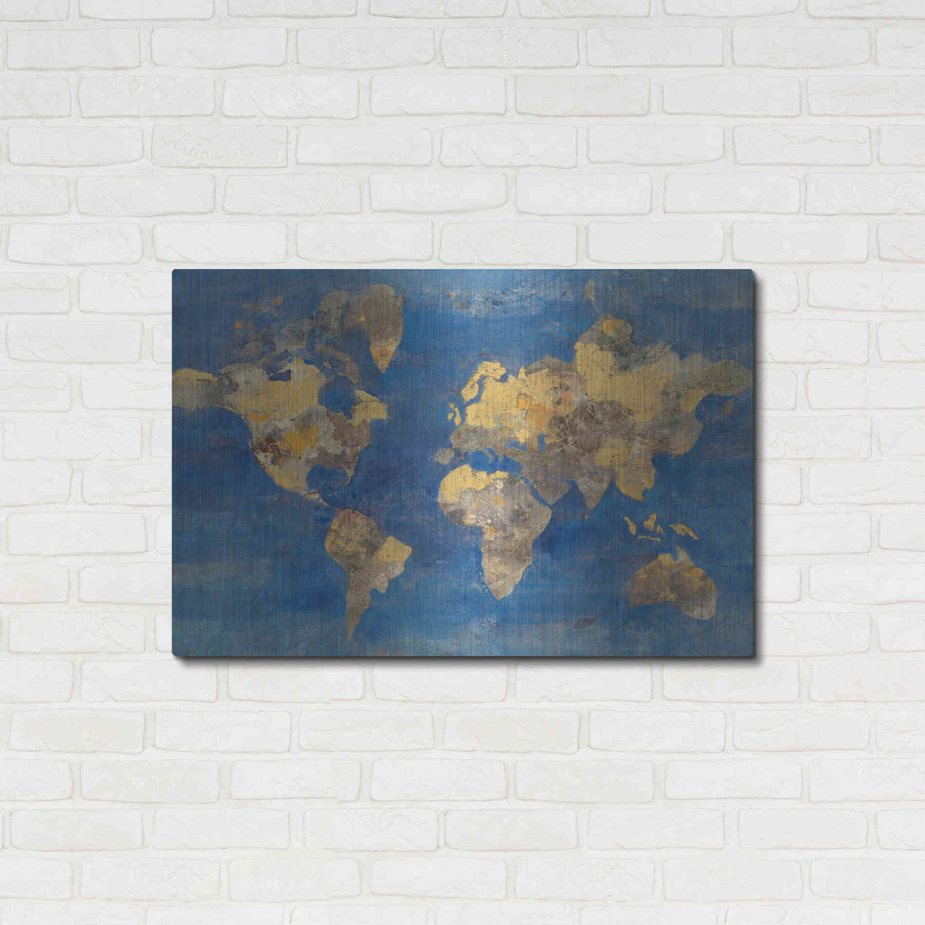 Luxe Metal Art 'Blue World' by Albena Hristova, Metal Wall Art,36x24