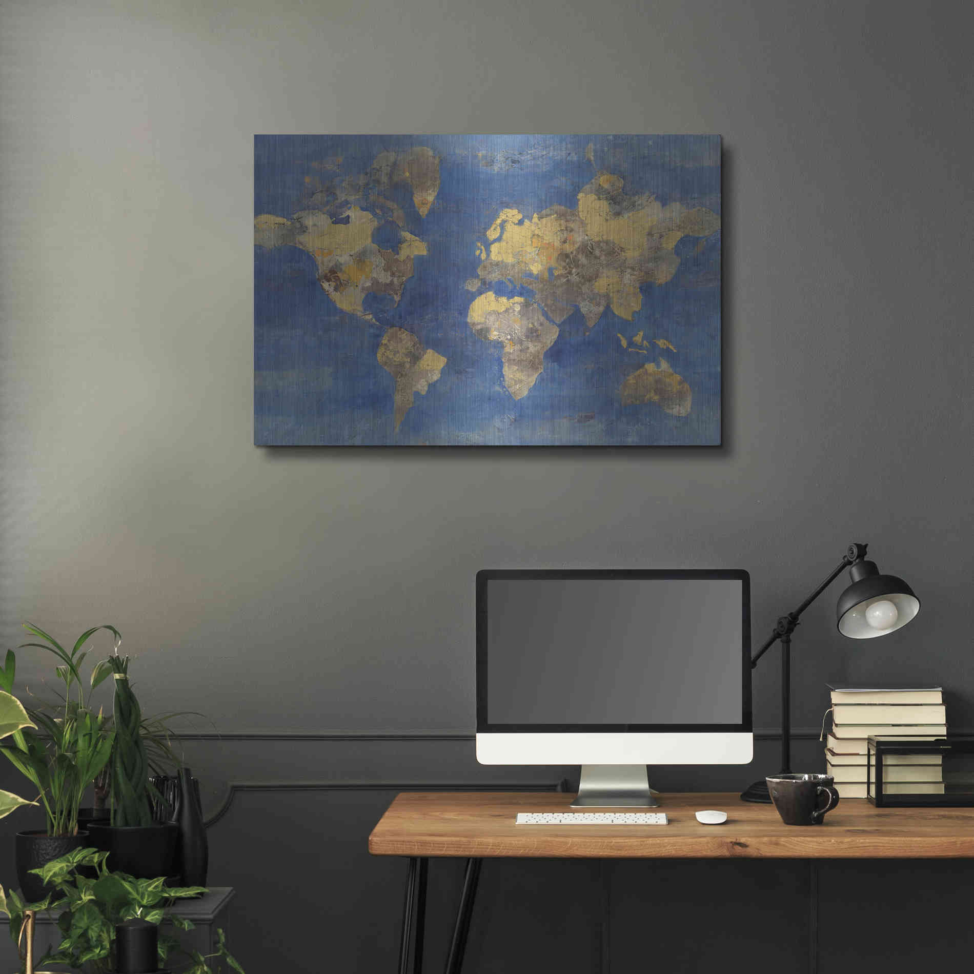 Luxe Metal Art 'Blue World' by Albena Hristova, Metal Wall Art,36x24