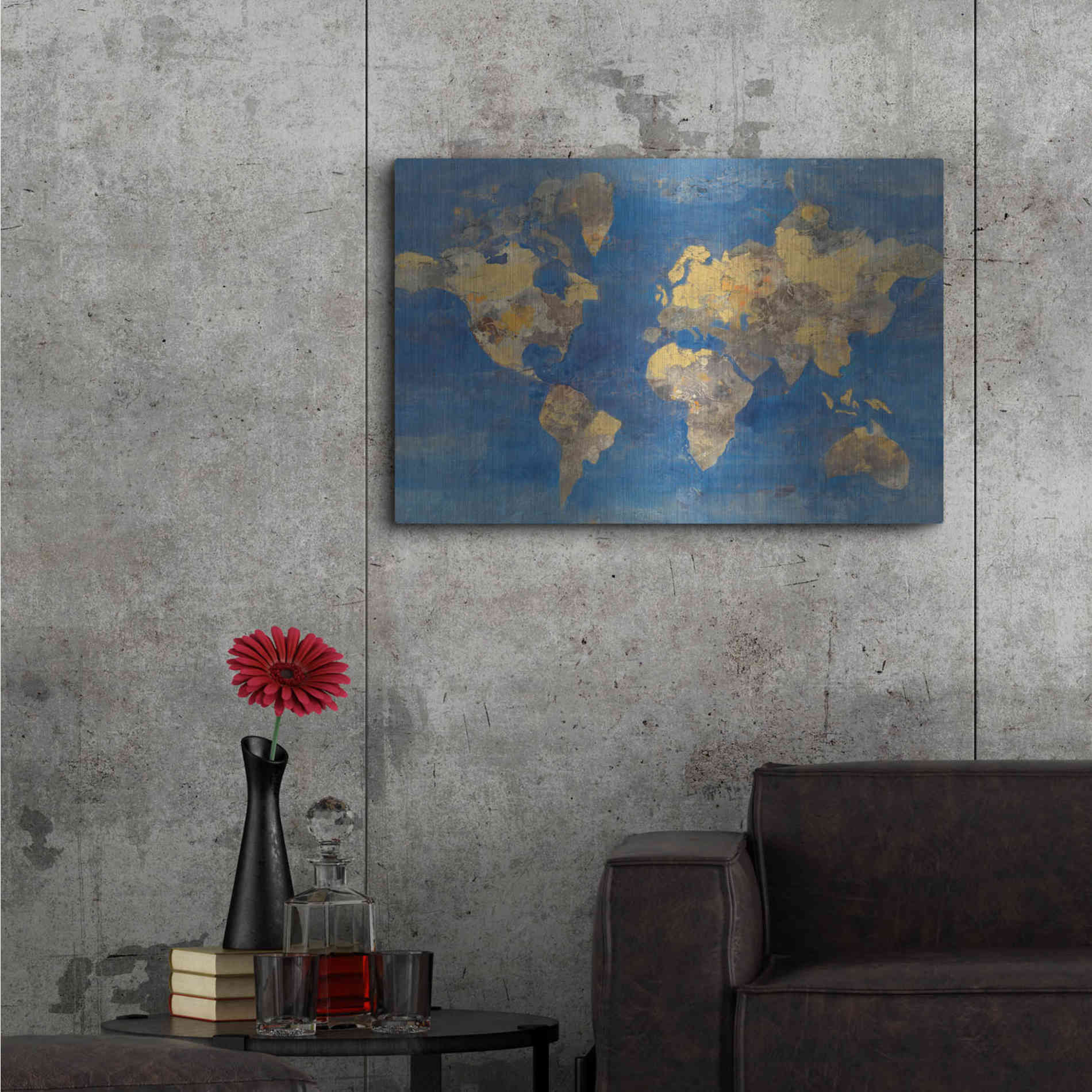 Luxe Metal Art 'Blue World' by Albena Hristova, Metal Wall Art,36x24