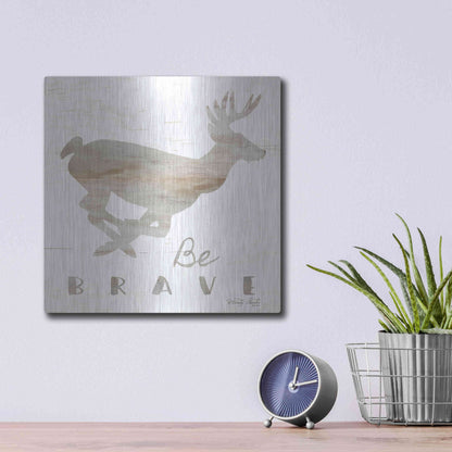 Luxe Metal Art 'Be Brave Deer' by Cindy Jacobs, Metal Wall Art,12x12