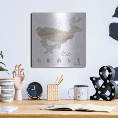 Luxe Metal Art 'Be Brave Deer' by Cindy Jacobs, Metal Wall Art,12x12