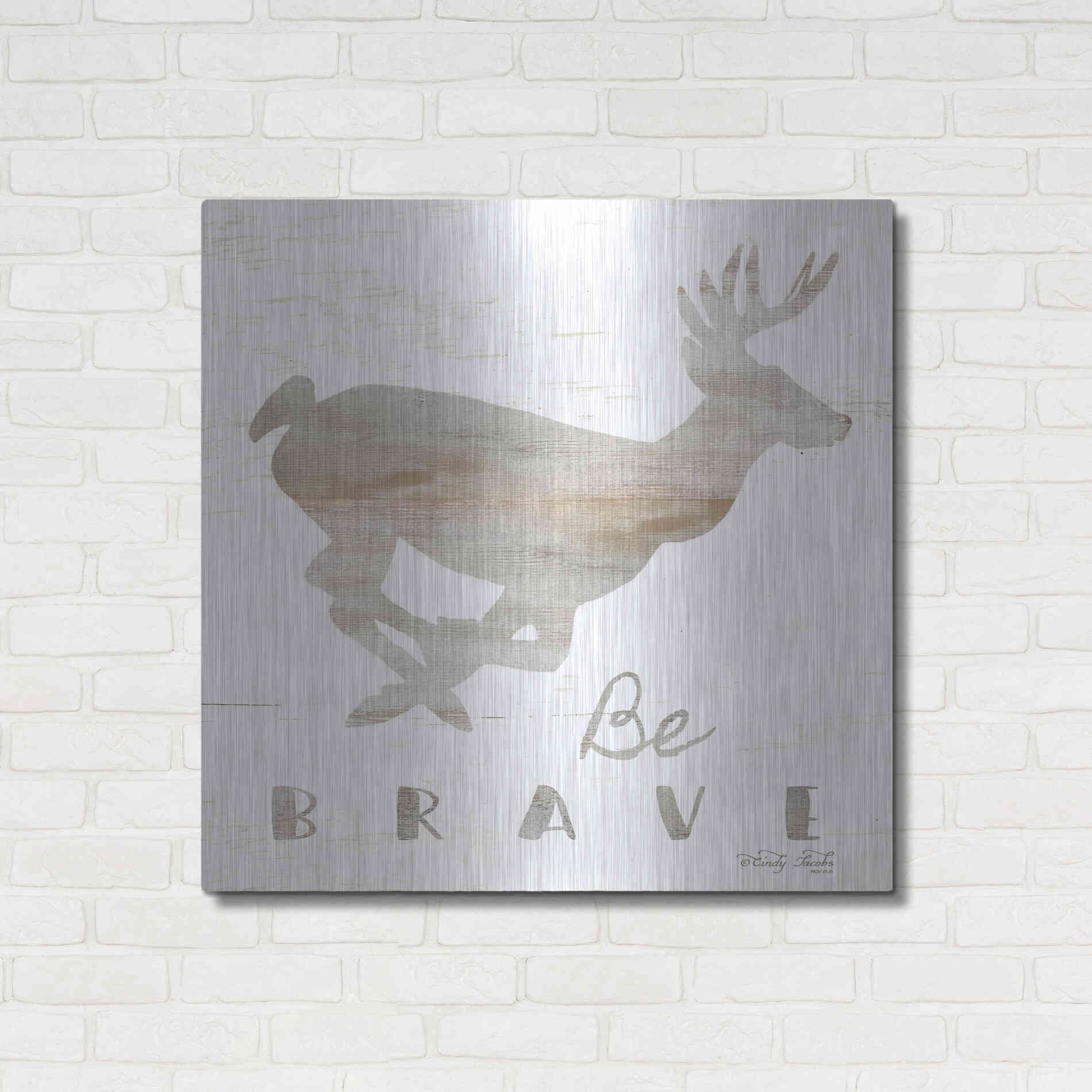 Luxe Metal Art 'Be Brave Deer' by Cindy Jacobs, Metal Wall Art,36x36
