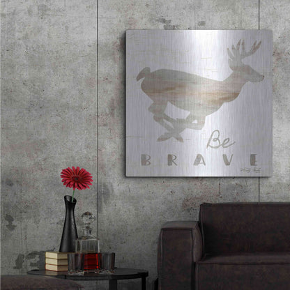 Luxe Metal Art 'Be Brave Deer' by Cindy Jacobs, Metal Wall Art,36x36
