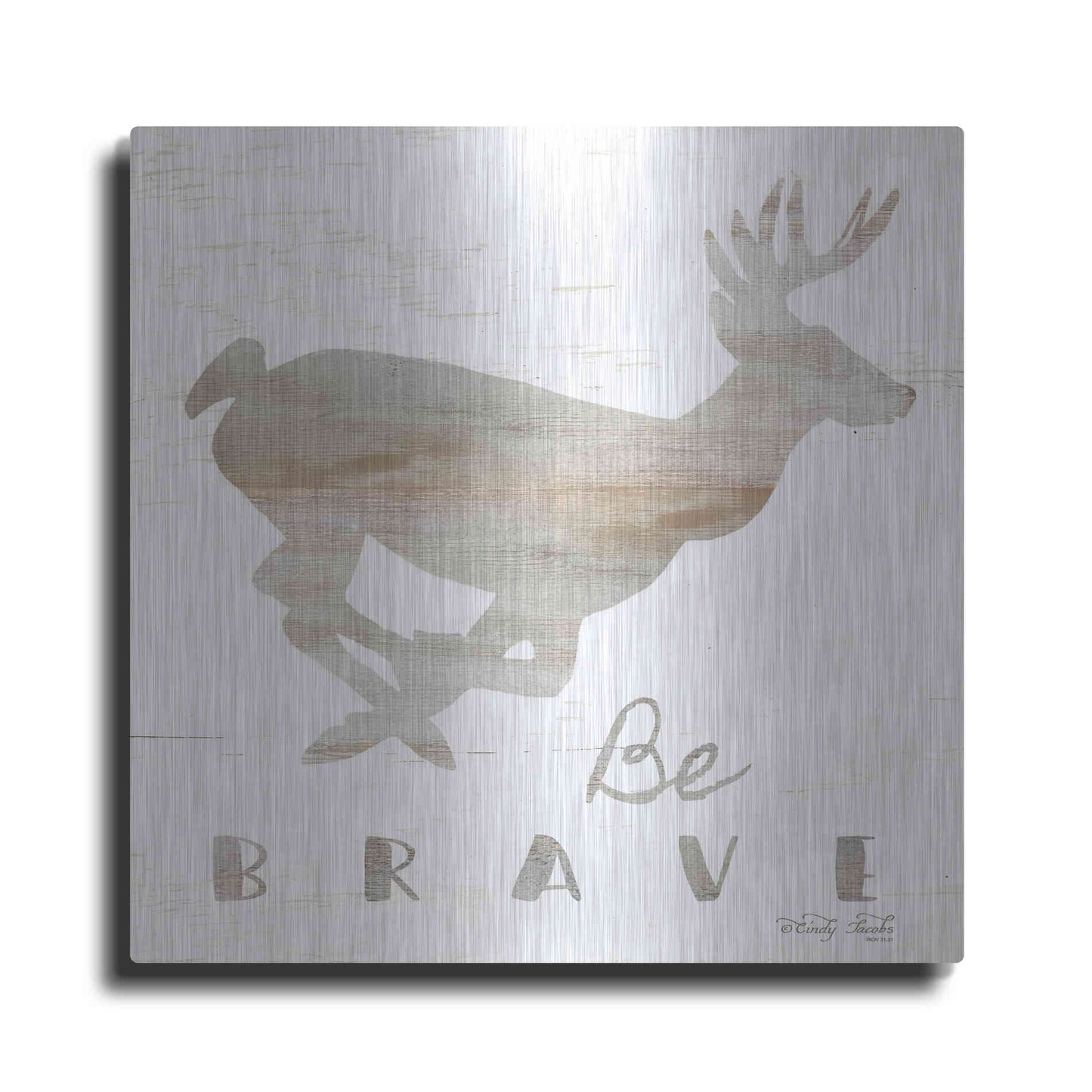 Luxe Metal Art 'Be Brave Deer' by Cindy Jacobs, Metal Wall Art