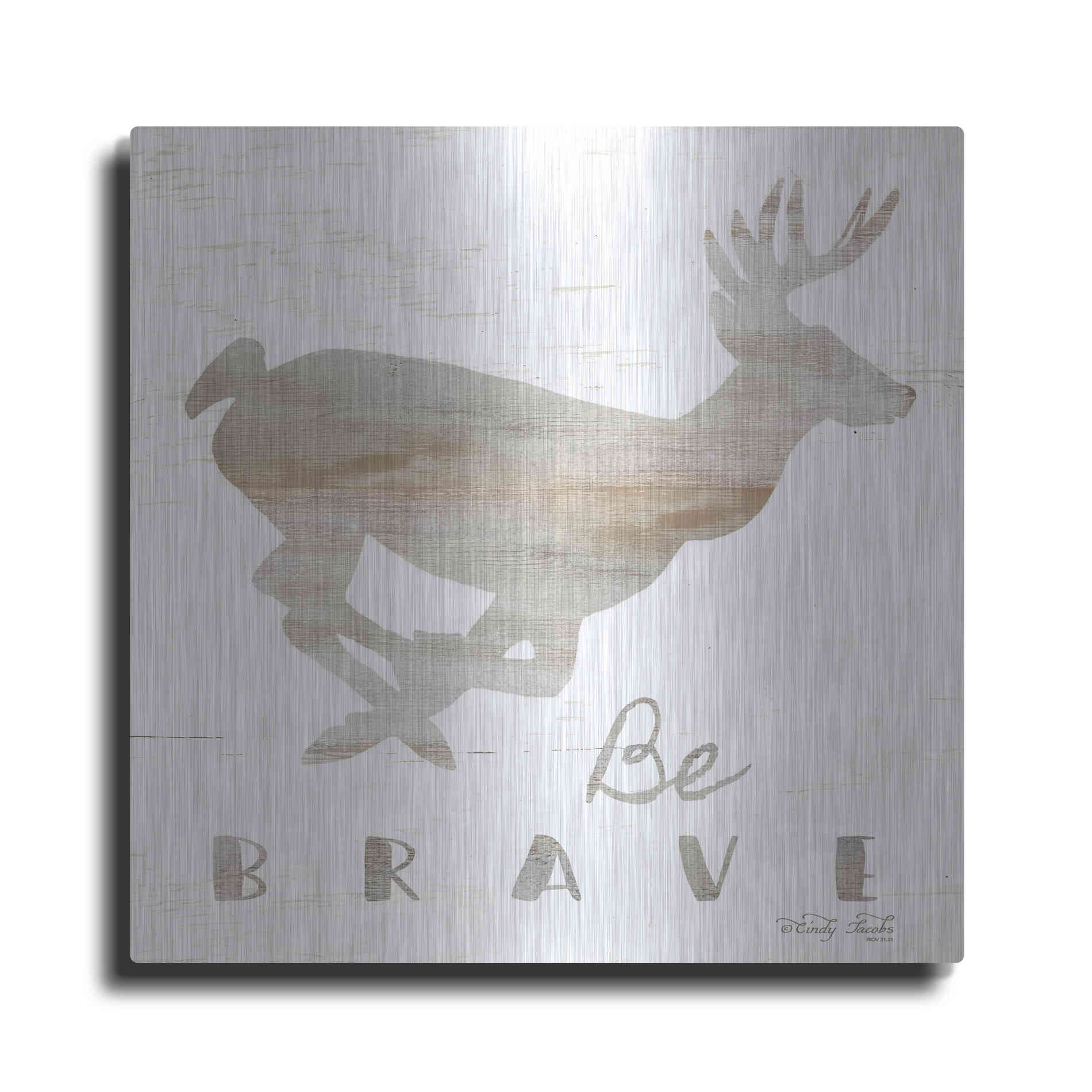 Luxe Metal Art 'Be Brave Deer' by Cindy Jacobs, Metal Wall Art