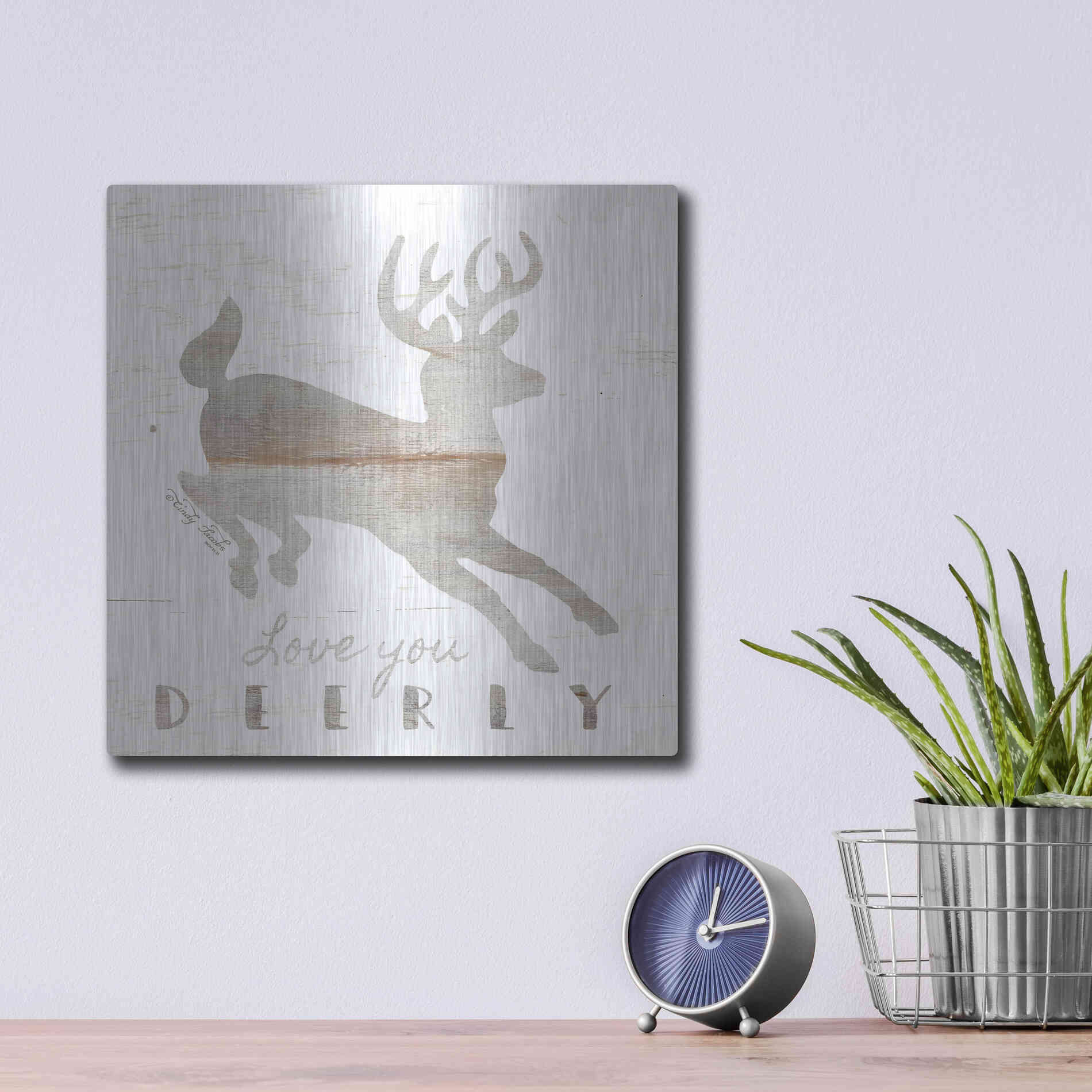 Luxe Metal Art 'Love You Deerly' by Cindy Jacobs, Metal Wall Art,12x12