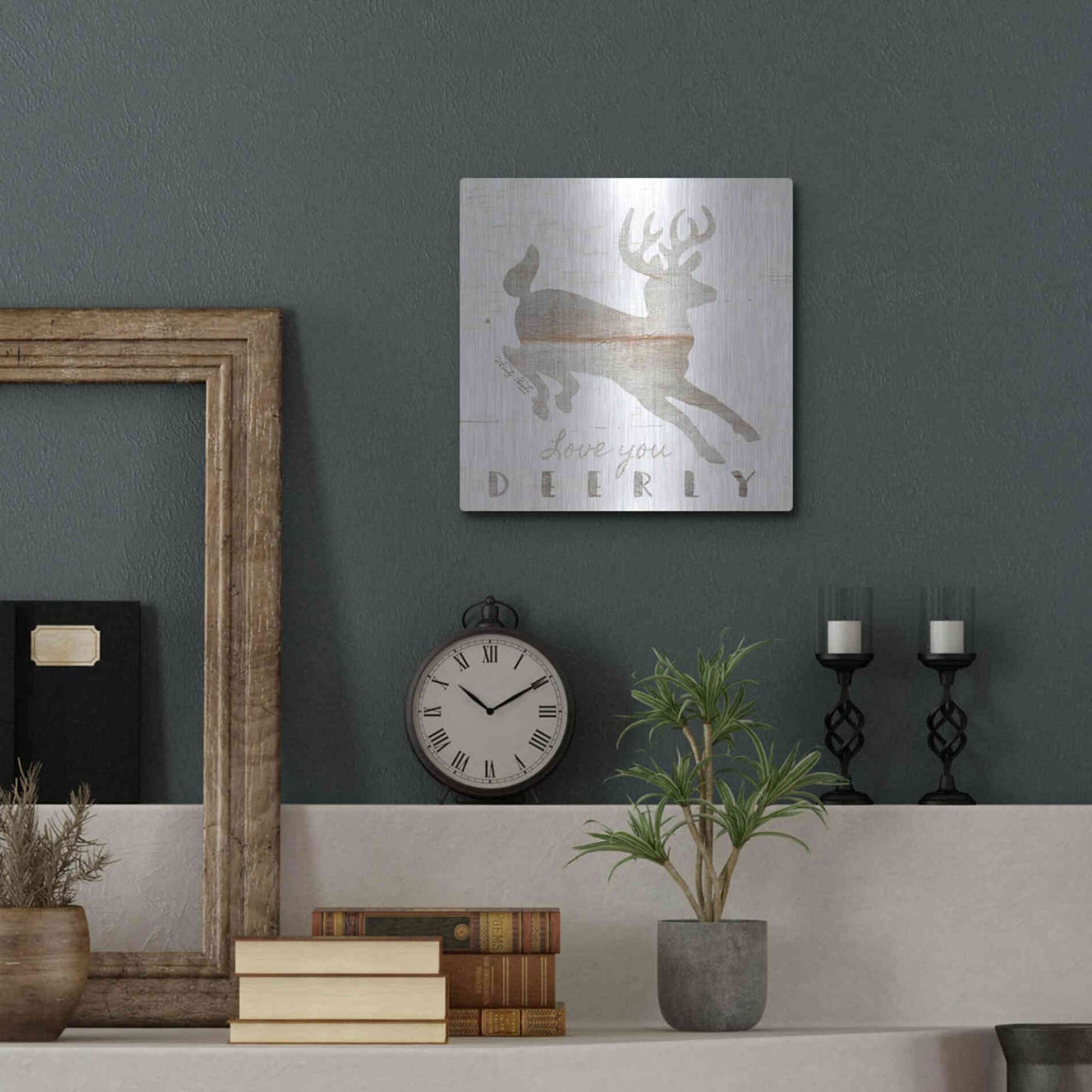 Luxe Metal Art 'Love You Deerly' by Cindy Jacobs, Metal Wall Art,12x12