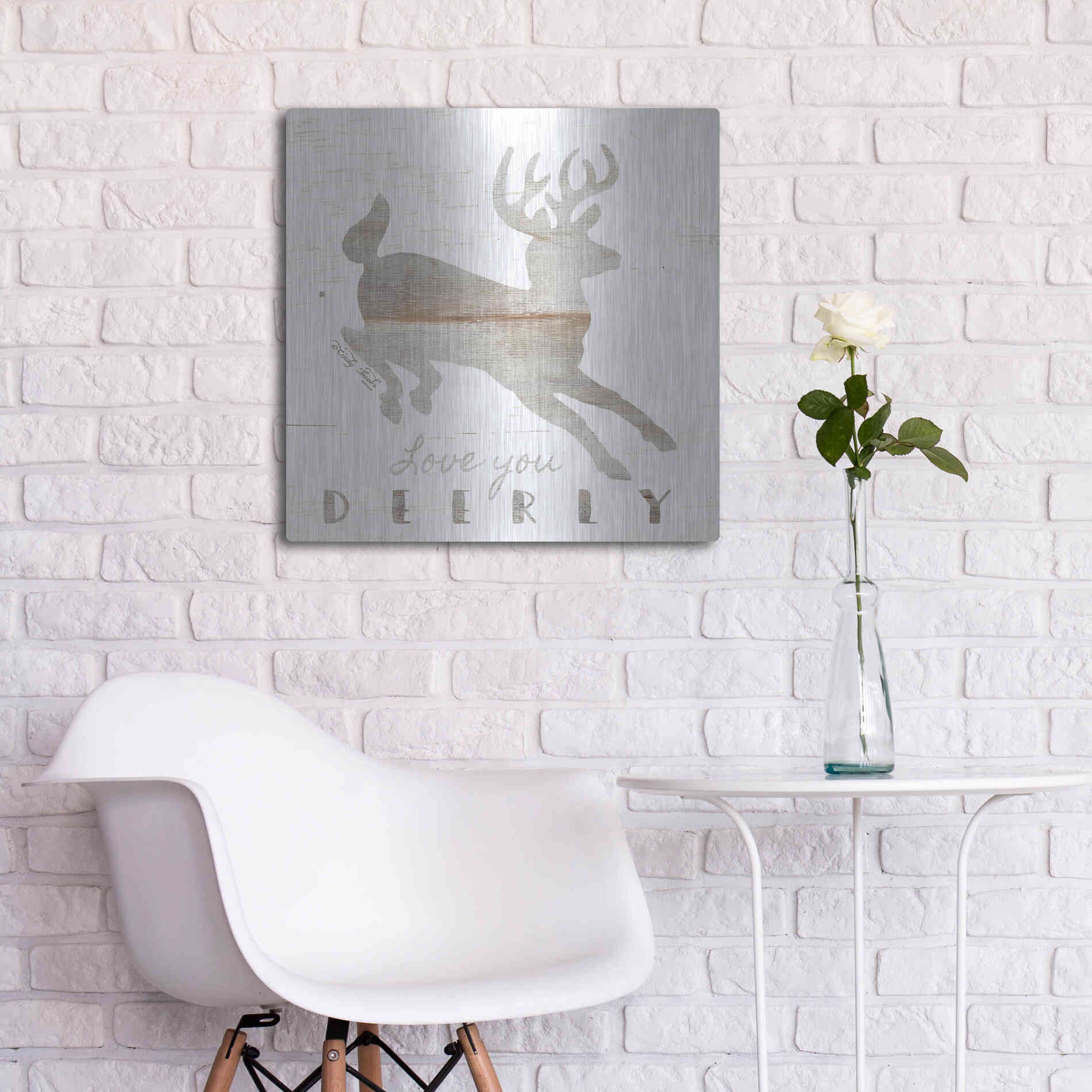 Luxe Metal Art 'Love You Deerly' by Cindy Jacobs, Metal Wall Art,24x24