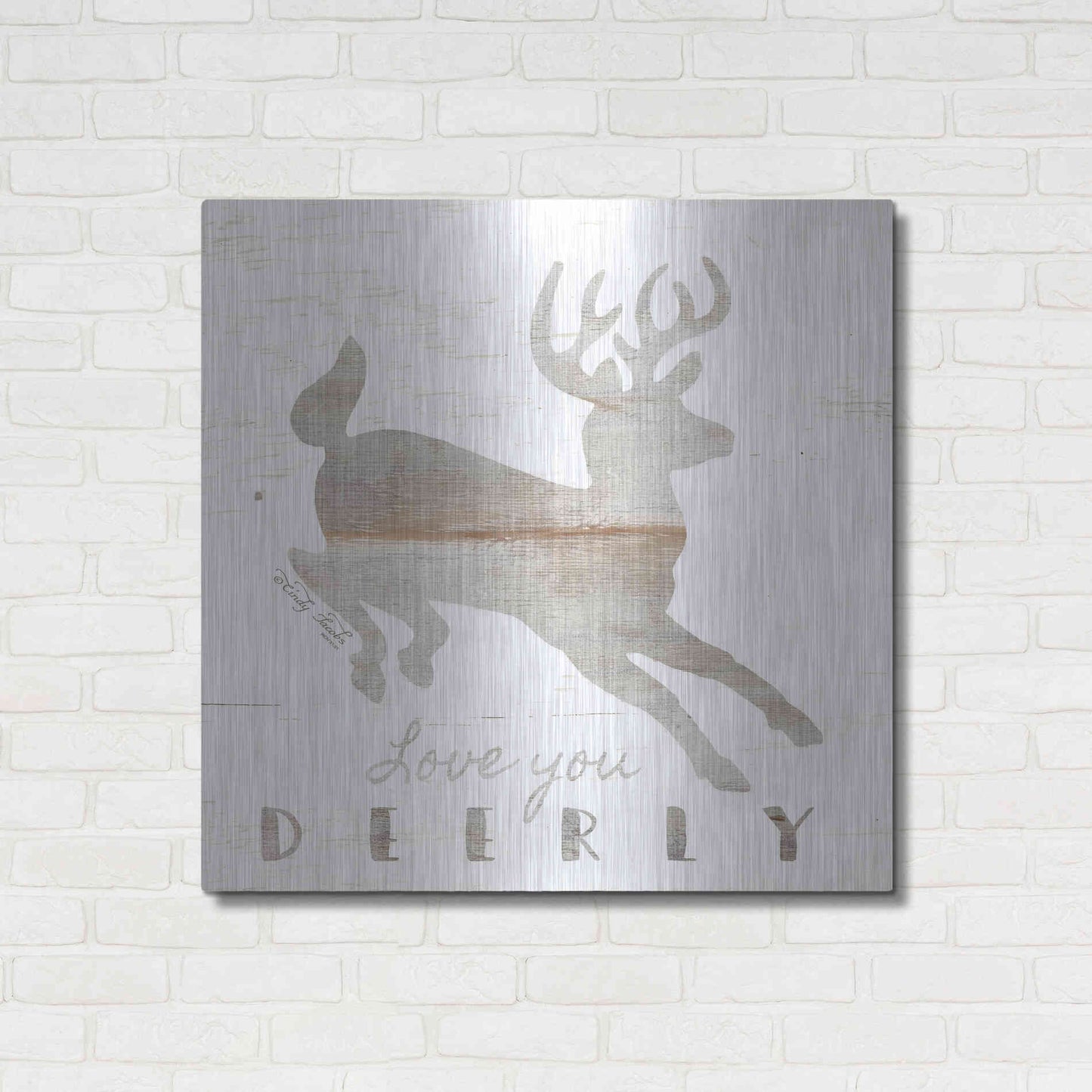 Luxe Metal Art 'Love You Deerly' by Cindy Jacobs, Metal Wall Art,36x36