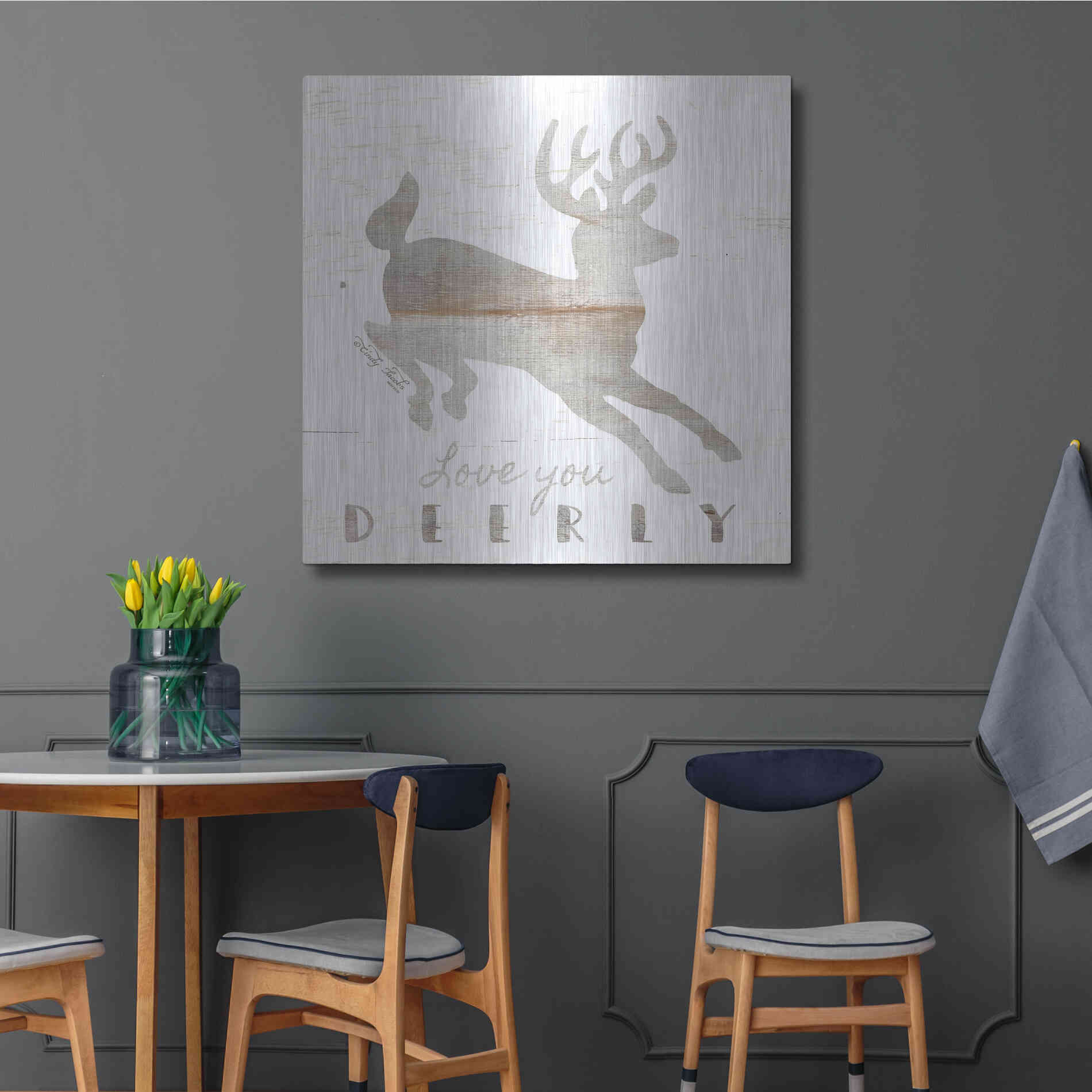Luxe Metal Art 'Love You Deerly' by Cindy Jacobs, Metal Wall Art,36x36