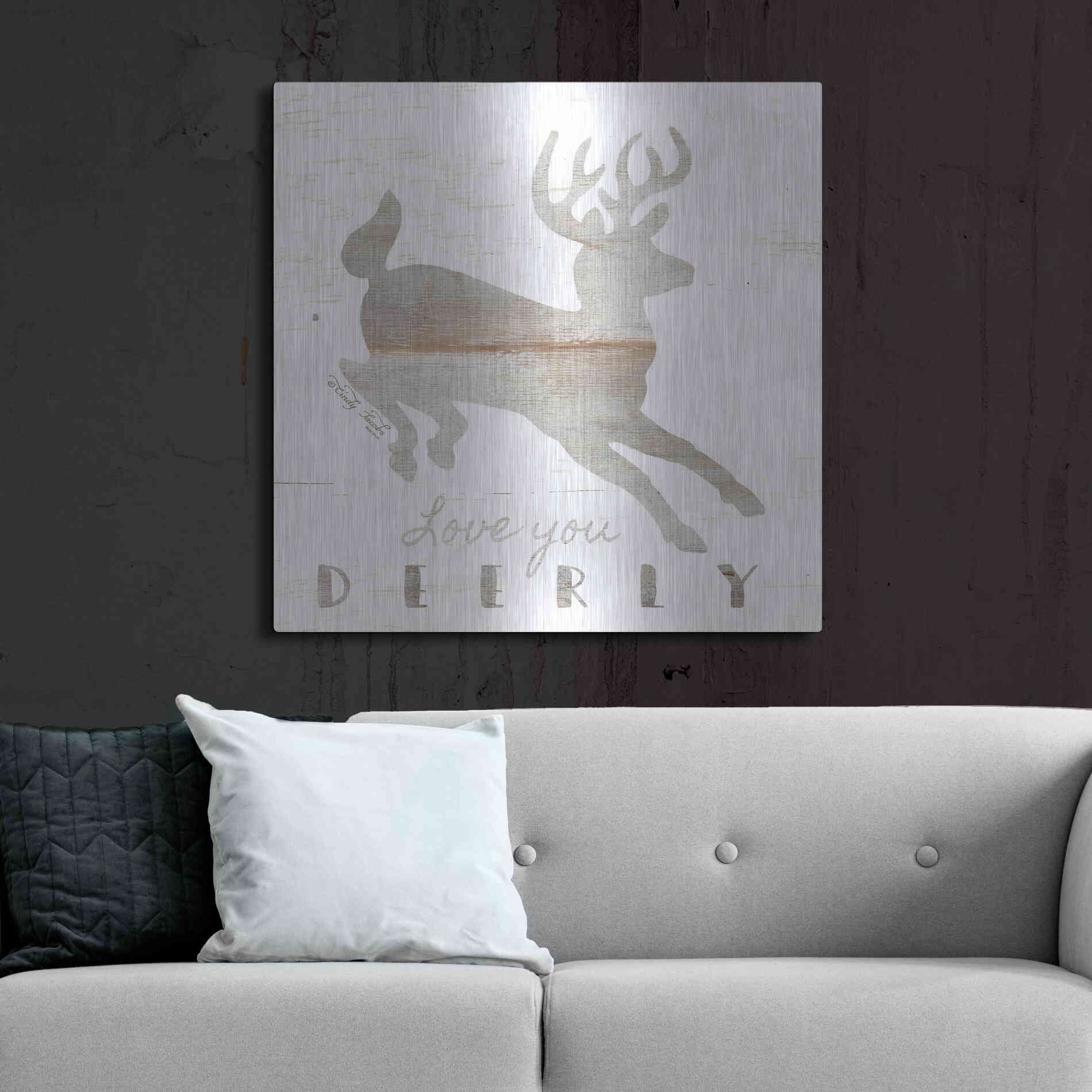 Luxe Metal Art 'Love You Deerly' by Cindy Jacobs, Metal Wall Art,36x36