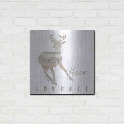 Luxe Metal Art 'Have Courage Deer' by Cindy Jacobs, Metal Wall Art,24x24