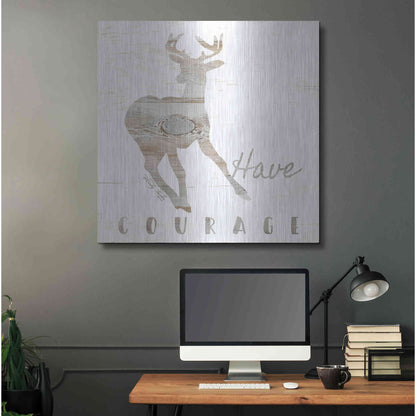 Luxe Metal Art 'Have Courage Deer' by Cindy Jacobs, Metal Wall Art,36x36