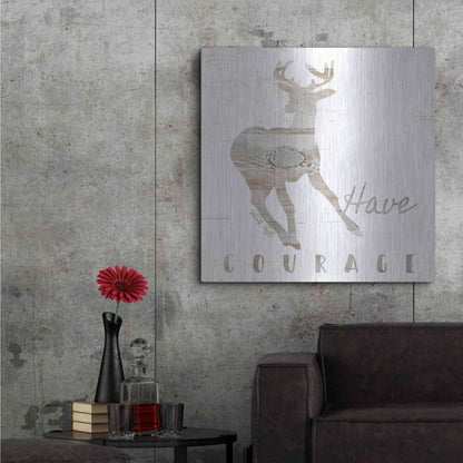 Luxe Metal Art 'Have Courage Deer' by Cindy Jacobs, Metal Wall Art,36x36