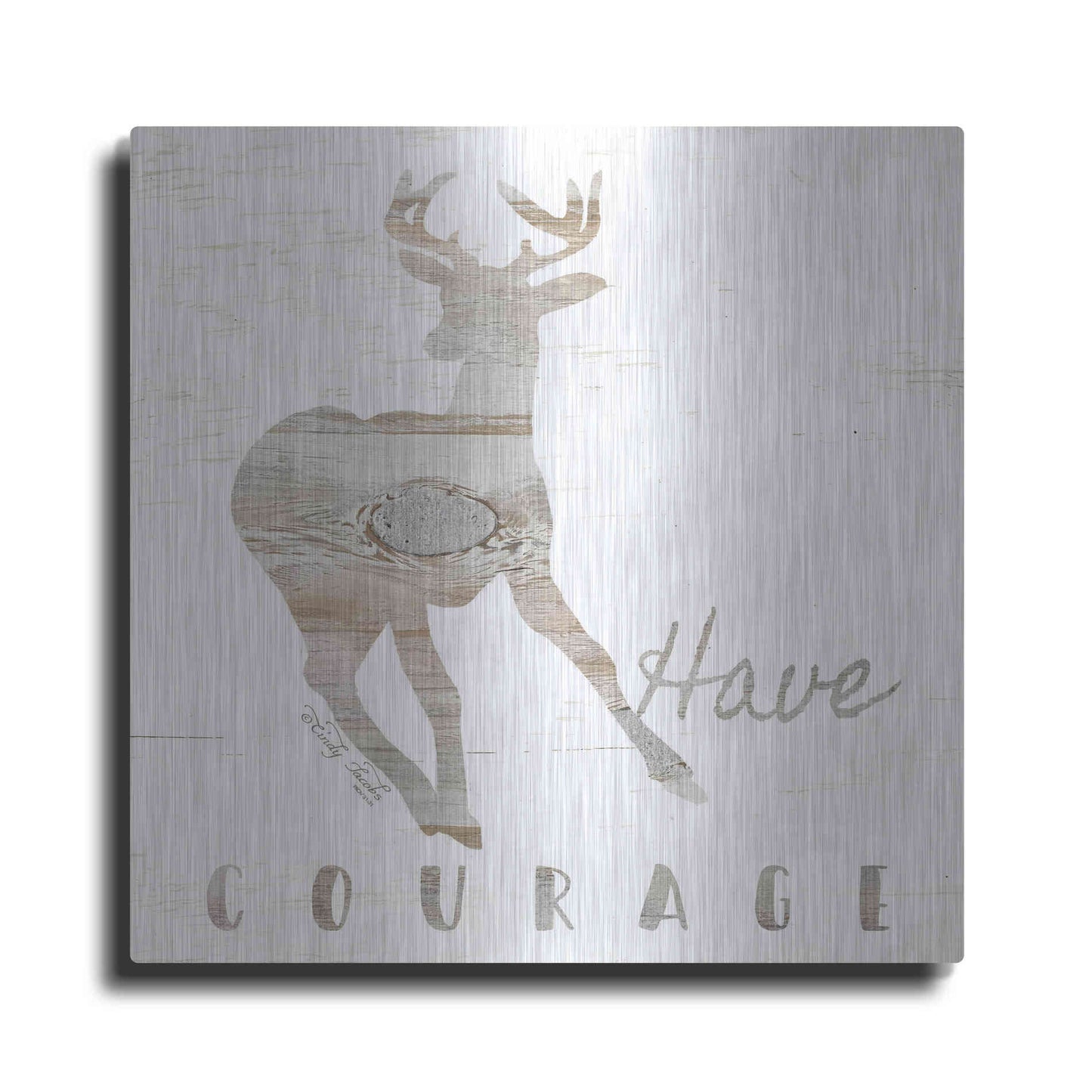Luxe Metal Art 'Have Courage Deer' by Cindy Jacobs, Metal Wall Art