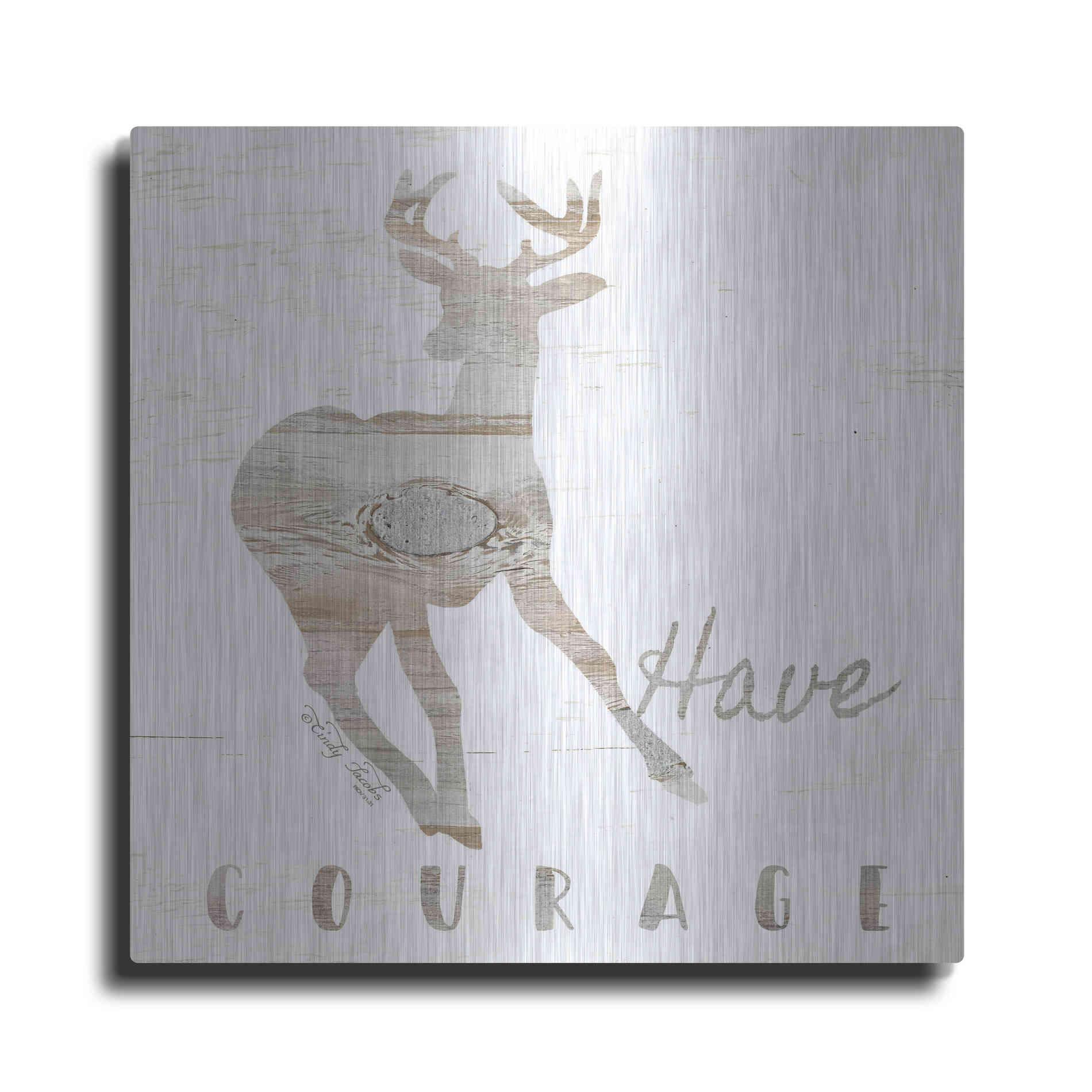 Luxe Metal Art 'Have Courage Deer' by Cindy Jacobs, Metal Wall Art