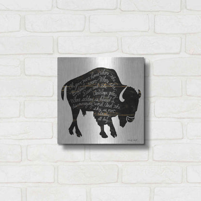 Luxe Metal Art 'Buffalo in Black' by Cindy Jacobs, Metal Wall Art,12x12