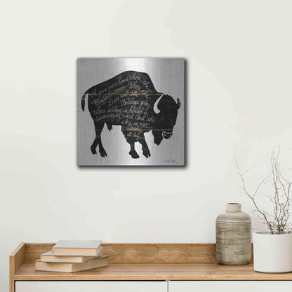 Luxe Metal Art 'Buffalo in Black' by Cindy Jacobs, Metal Wall Art,12x12