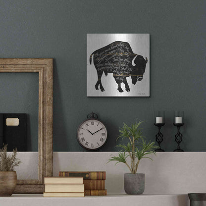 Luxe Metal Art 'Buffalo in Black' by Cindy Jacobs, Metal Wall Art,12x12
