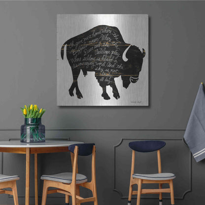 Luxe Metal Art 'Buffalo in Black' by Cindy Jacobs, Metal Wall Art,36x36