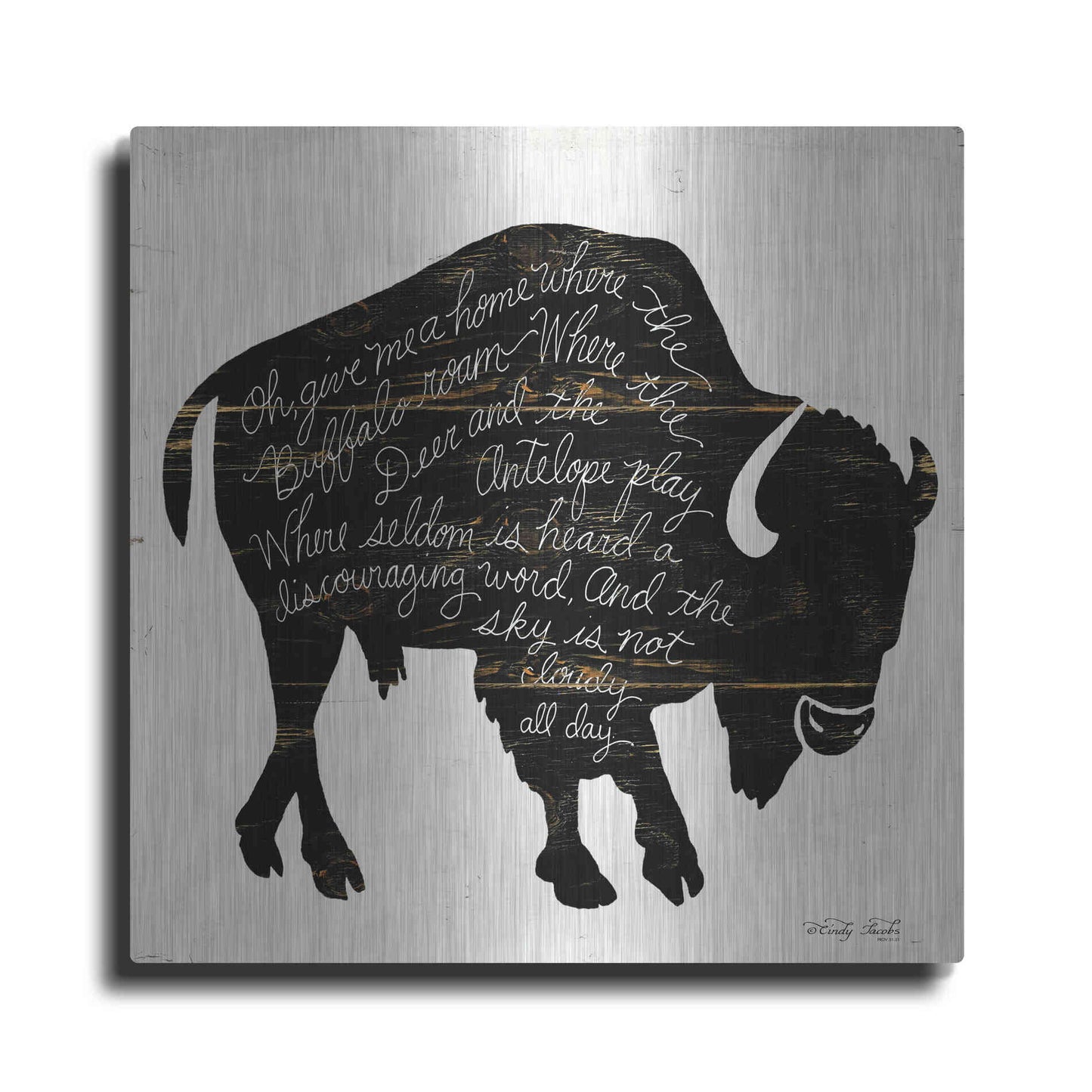 Luxe Metal Art 'Buffalo in Black' by Cindy Jacobs, Metal Wall Art