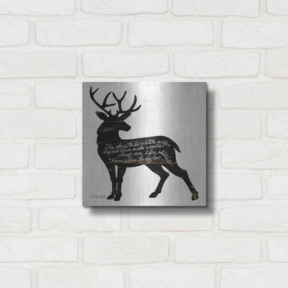 Luxe Metal Art 'Deer in Black' by Cindy Jacobs, Metal Wall Art,12x12