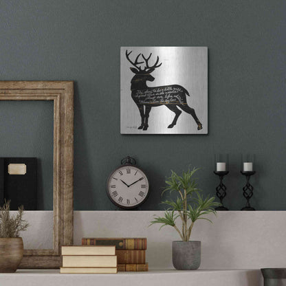 Luxe Metal Art 'Deer in Black' by Cindy Jacobs, Metal Wall Art,12x12