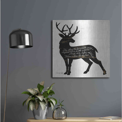 Luxe Metal Art 'Deer in Black' by Cindy Jacobs, Metal Wall Art,24x24